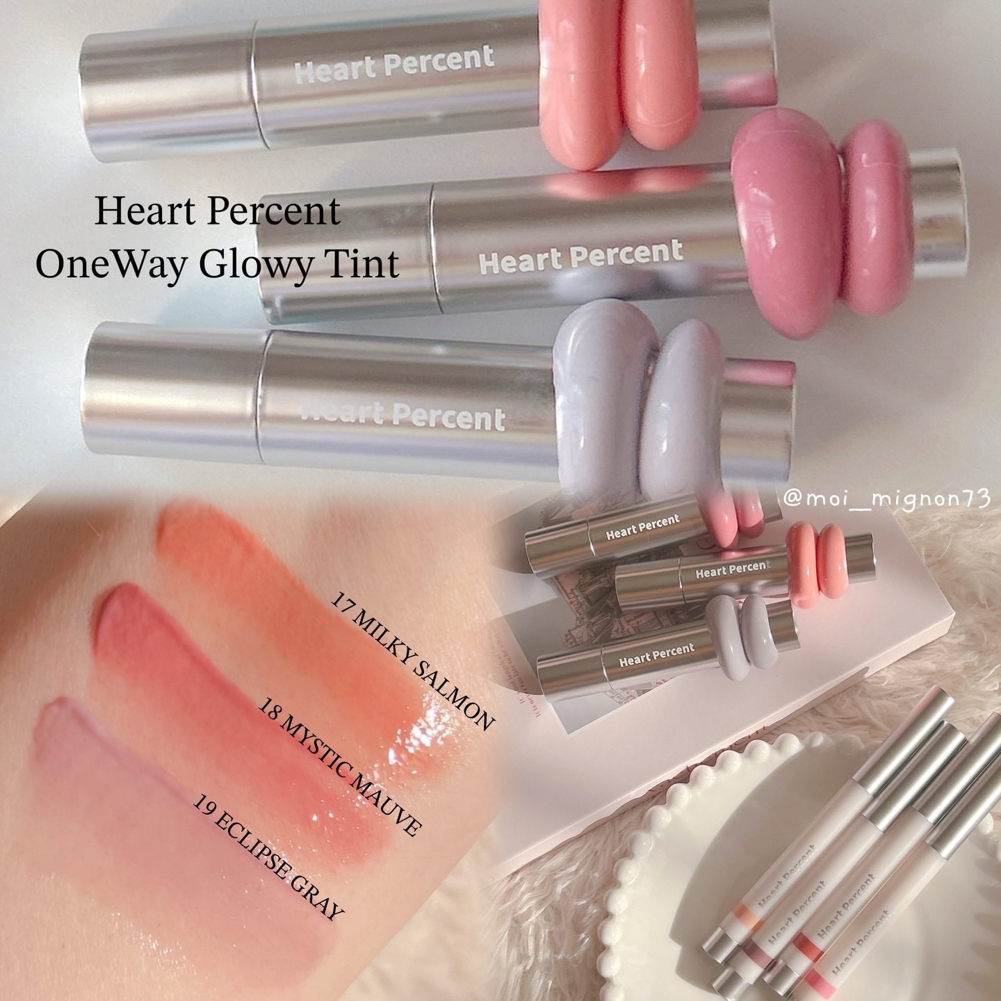 ドットオンムードワンウェイグロイティント 17 ミルキーサーモン/Heart Percent/リップティントを使ったクチコミ（3枚目）