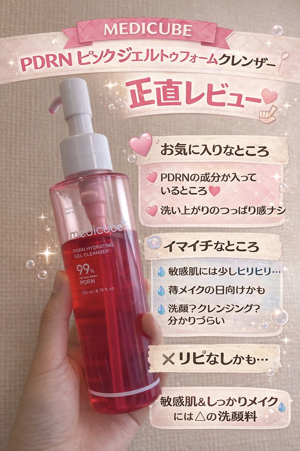 PDRN ピンクジェルトゥフォームクレンザー/MEDICUBE/その他洗顔料を使ったクチコミ（1枚目）