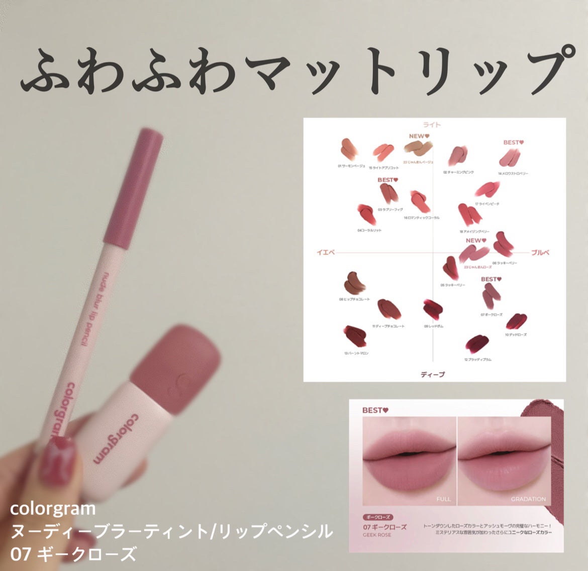 カラーグラム ヌーディーブラーティント/Colorgram/リップティントを使ったクチコミ(1枚目)