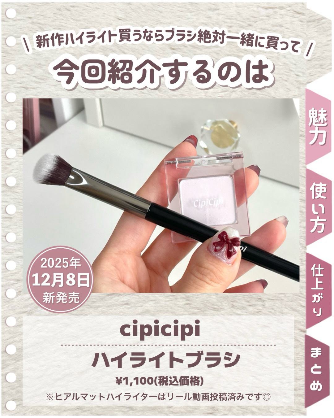 シピシピ　ハイライトブラシ/CipiCipi/メイクブラシを使ったクチコミ（2枚目）