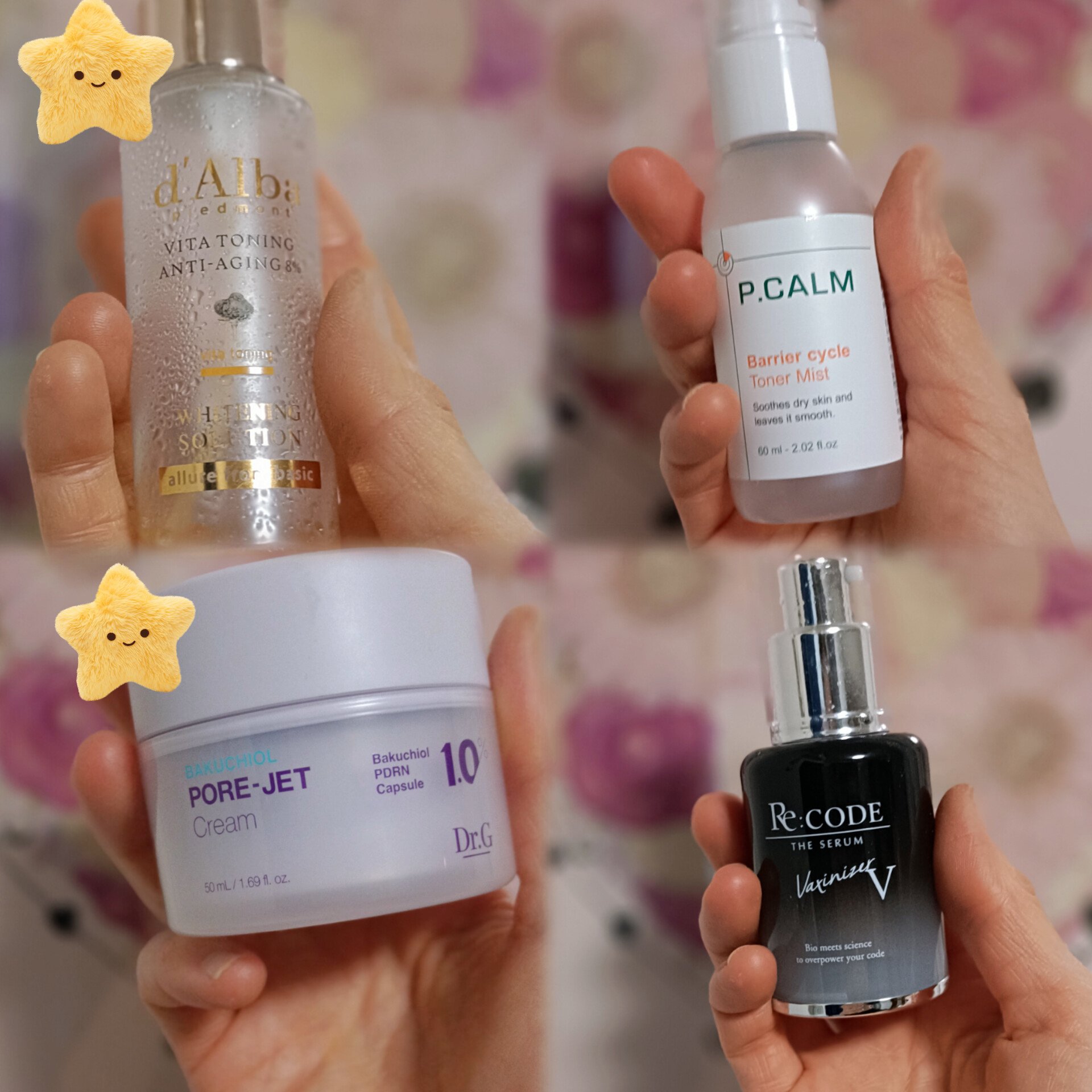 使い切り
︎🌟は提供品です。

Dr.Gのクリームは軽い使用感でハリツヤでて良かったです💜‪
ワクチナイザーとピーカムのミストはずっとリピートしてます！