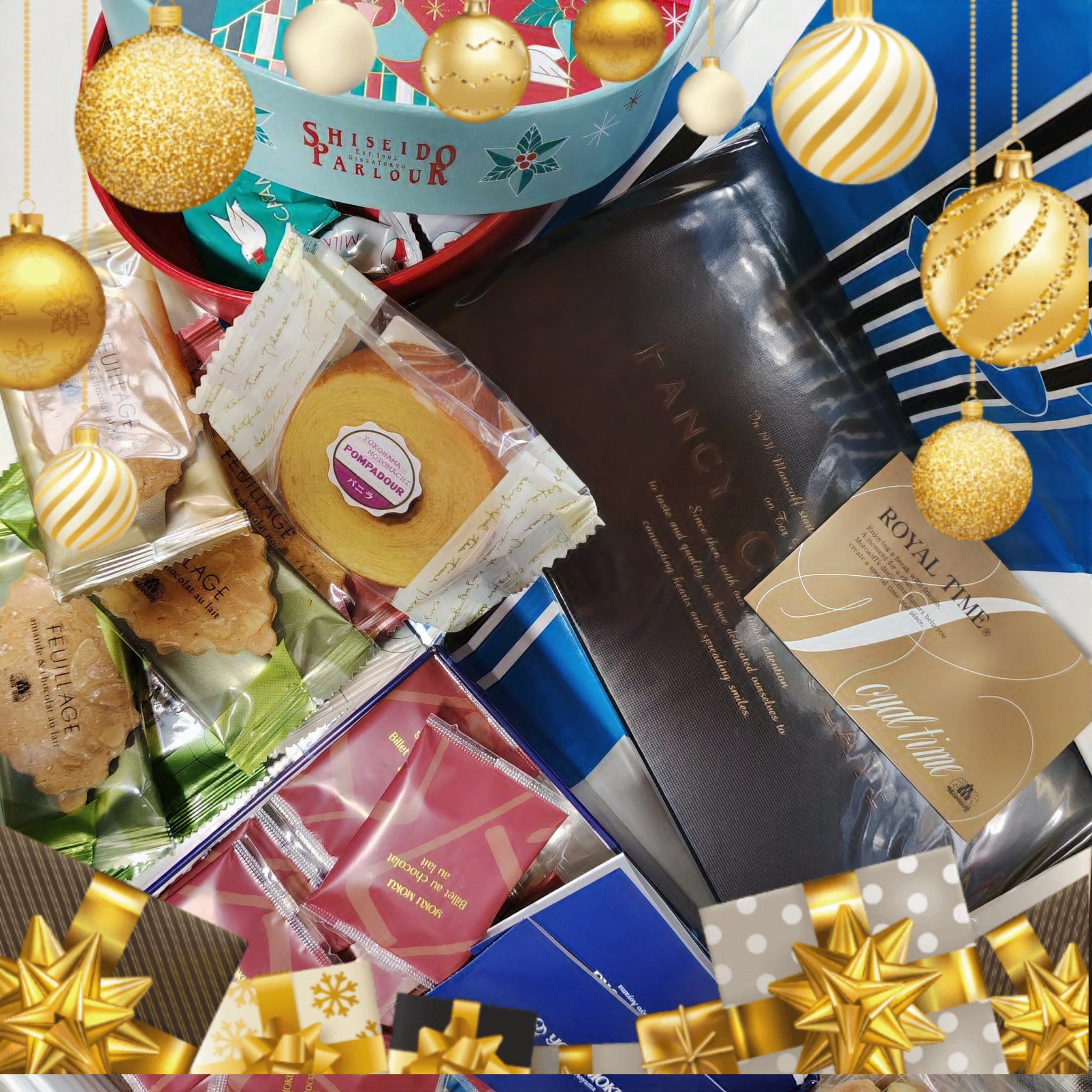 🎄✨️🎄✨️🎄✨️🎄✨️
娘💗に送った

＃資生堂パーラー
＃ヨックモック
＃モロゾフ
＃トラピスト　栃木県
ポンパドール　バームクーヘン

甘いもの好きな方
気になってる方 是非チェックしてみてください

＃クリスマス　＃娘に送