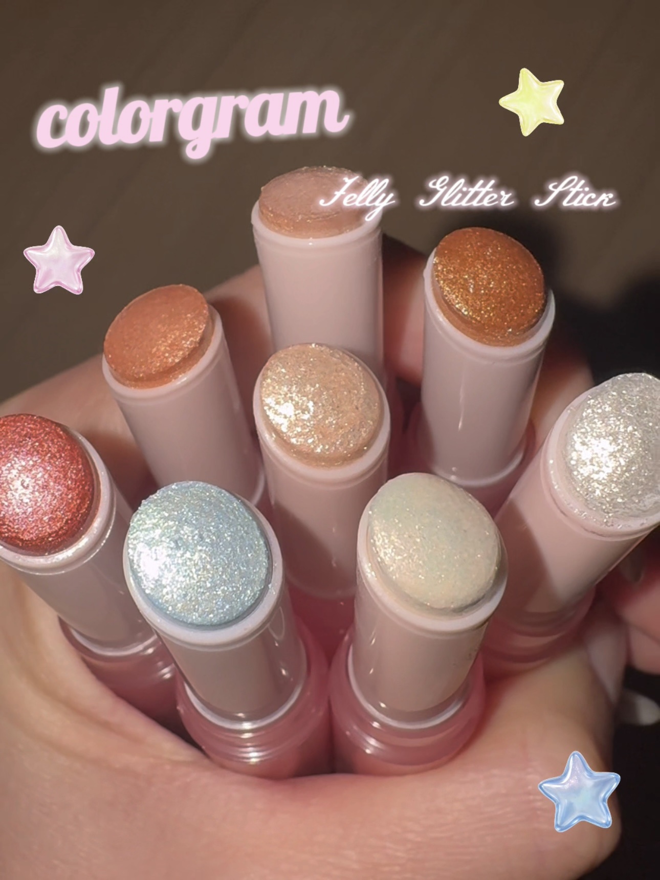 カラーグラム ぷるんジェリービームスティック 05 ときめきピンク/Colorgram/グリッターを使ったクチコミ（1枚目）
