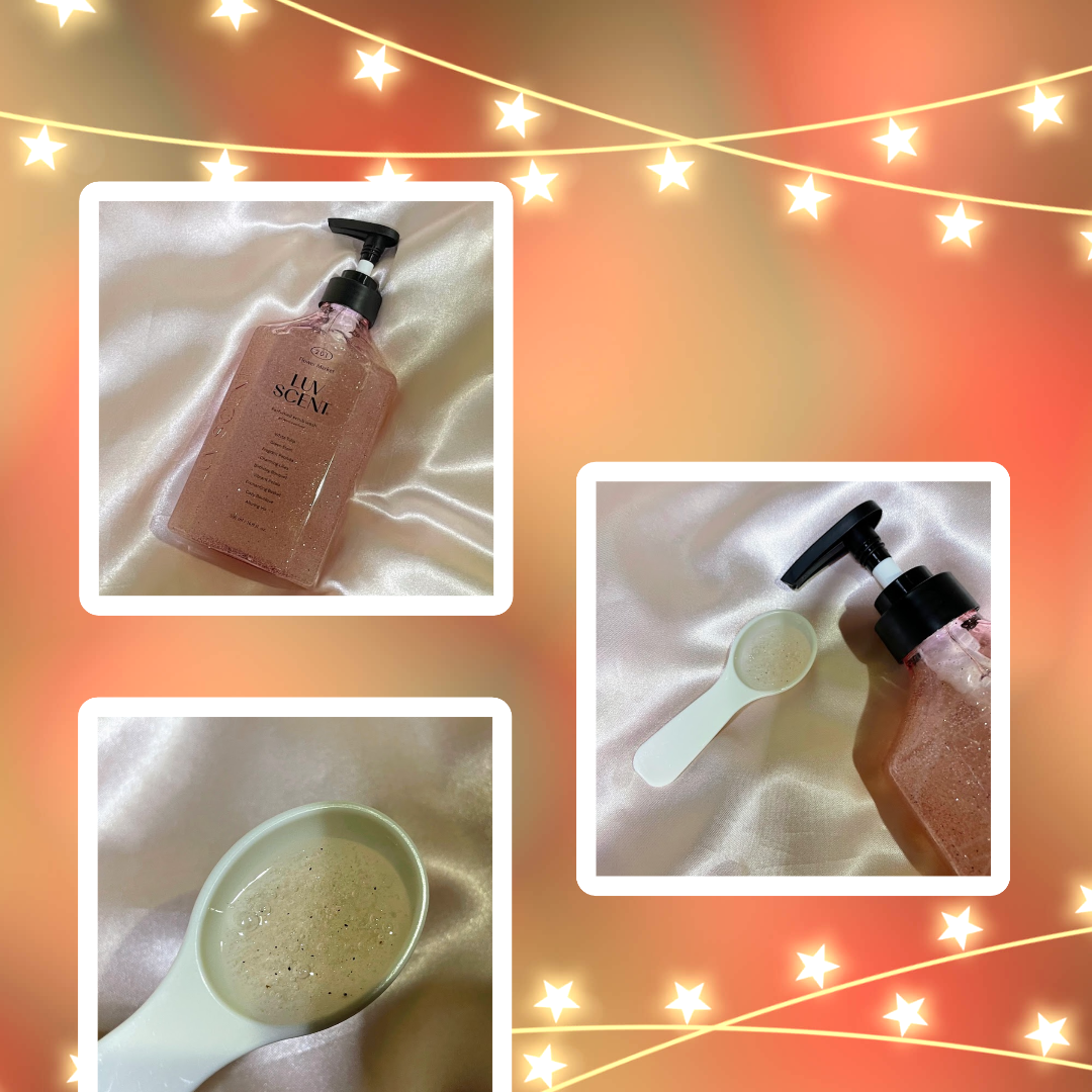 フラワーマーケットという名前の通り、

使った瞬間にふわっと広がる香りがとても印象的で、

バスルームが一気に華やかな空気になります。

そのまま使えばスクラブとして程よい感触で肌に触れるので心地よく、