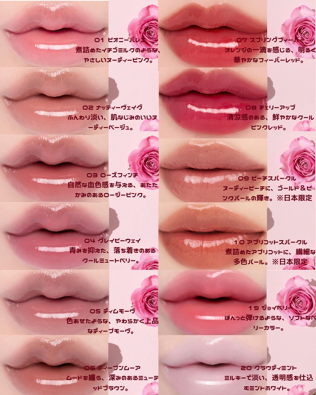 グラスティングカラーグロス/rom&nd/リップグロスを使ったクチコミ(3枚目)