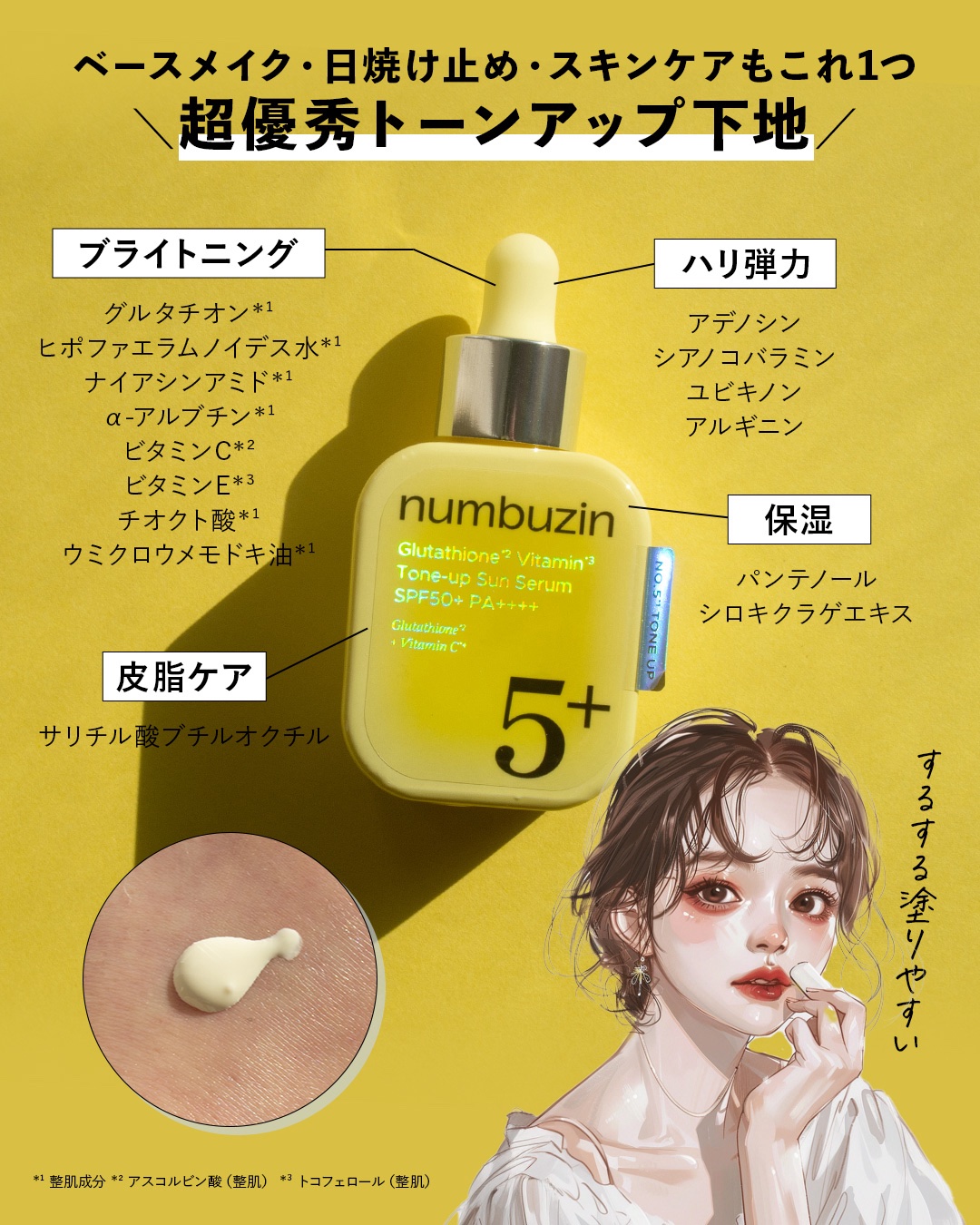 5番 白玉グルタチオンCトーンアップベース SPF50+ PA++++/numbuzin/化粧下地を使ったクチコミ（3枚目）