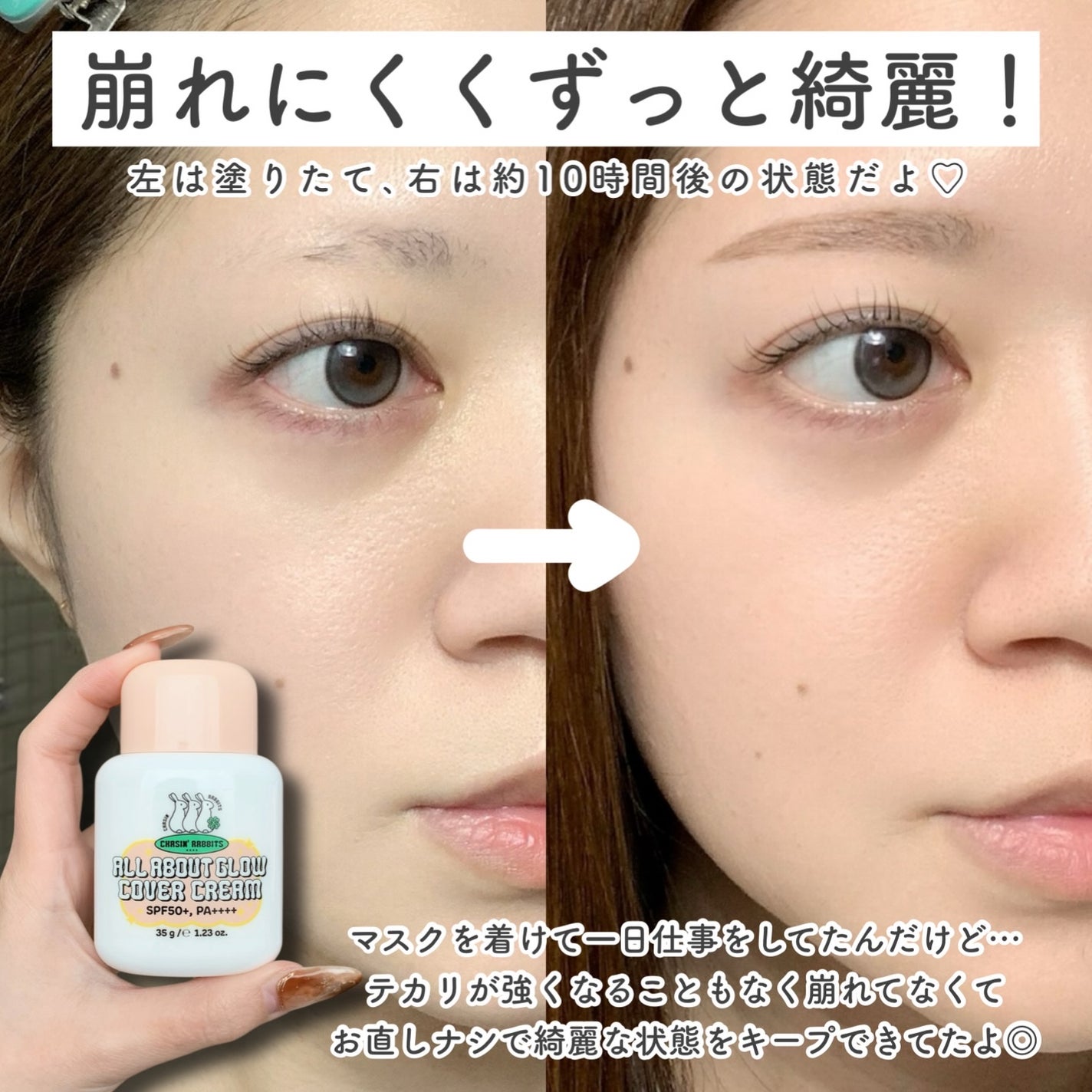 オールアバウトグロウカバークリーム/CHASIN'RABBITS/日焼け止めクリームを使ったクチコミ(3枚目)