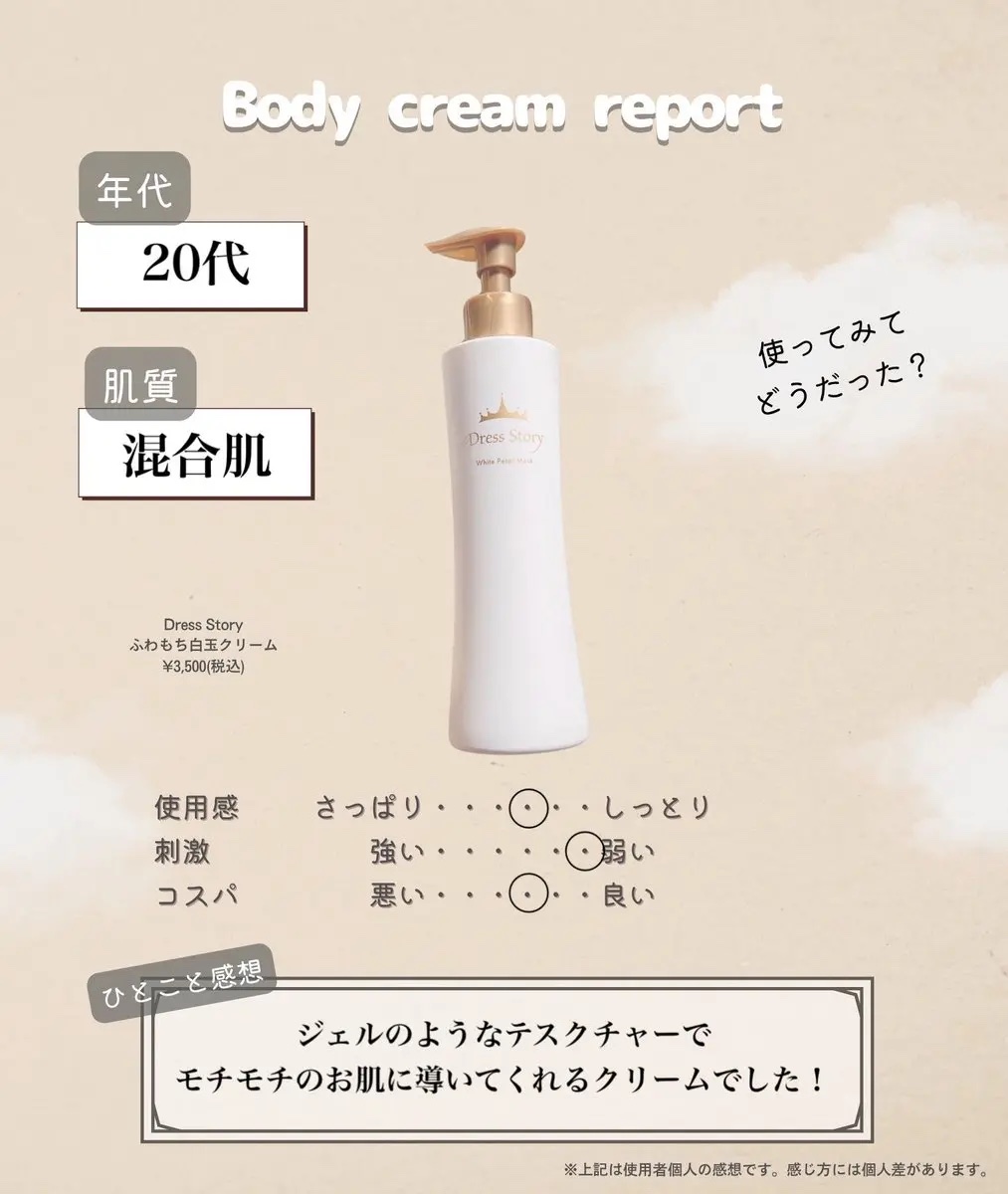 ふわもち白玉クリーム/Dress Story/ボディクリームを使ったクチコミ（3枚目）