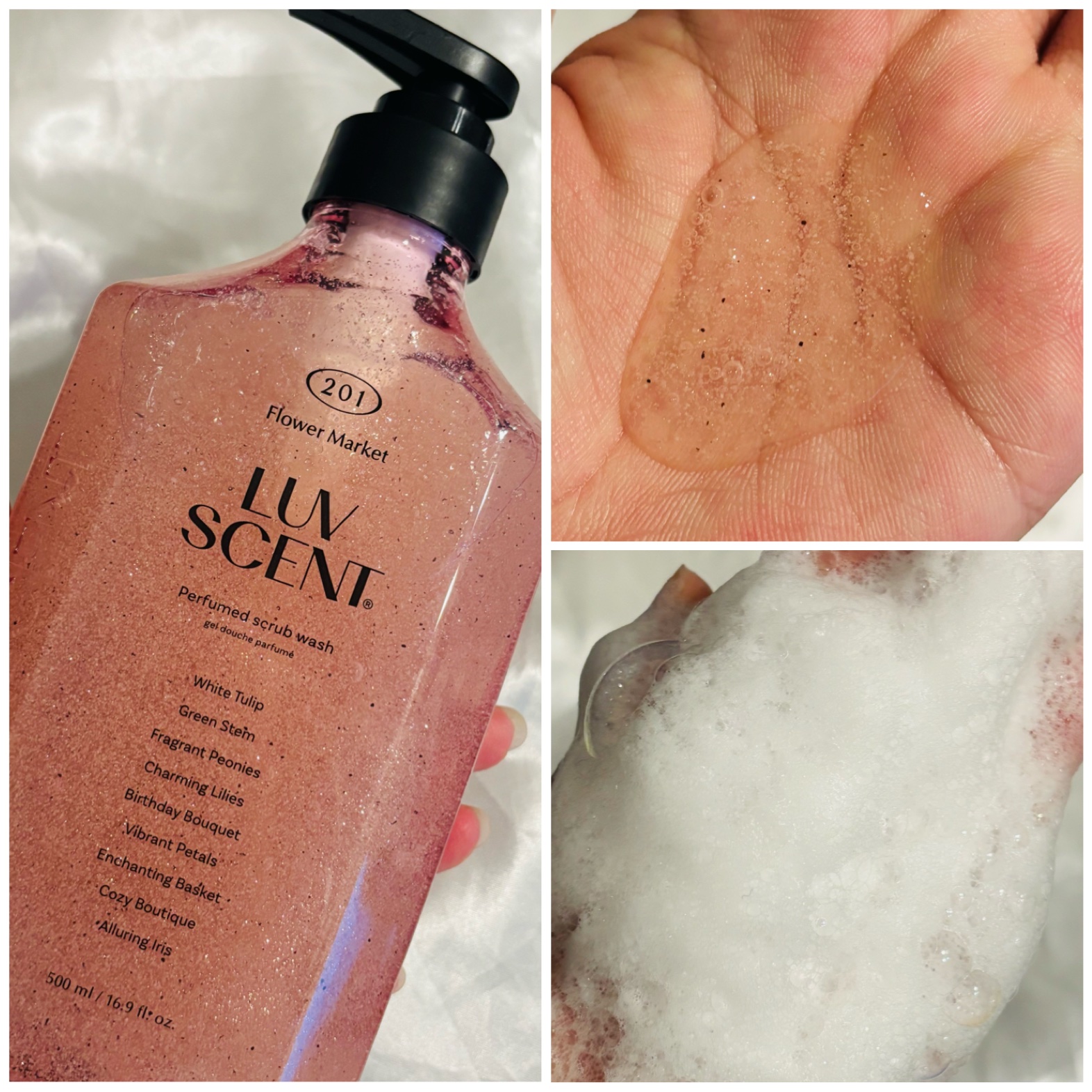 スクラブボディウォッシュ フラワーマーケット ホワイトチューリップ/LUV SCENT/ボディスクラブを使ったクチコミ（3枚目）