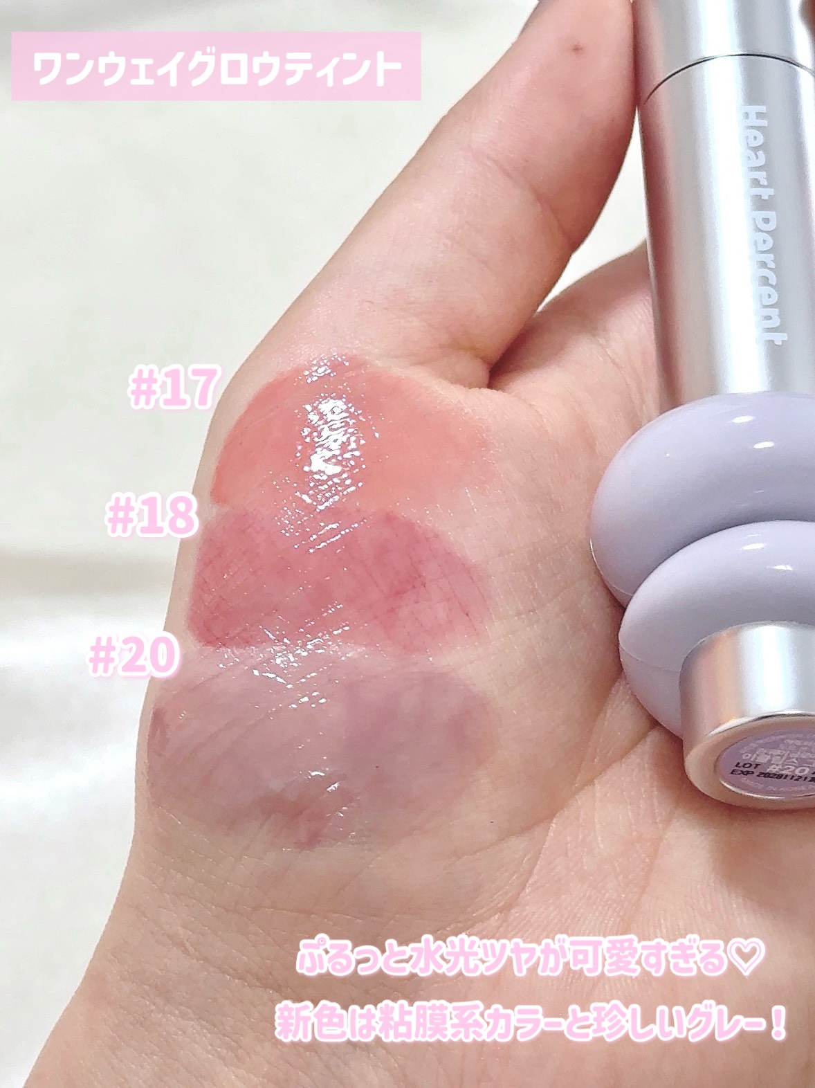 ドットオンムードワンウェイグロイティント 20 イクリプスグレー/Heart Percent/リップティントを使ったクチコミ（3枚目）