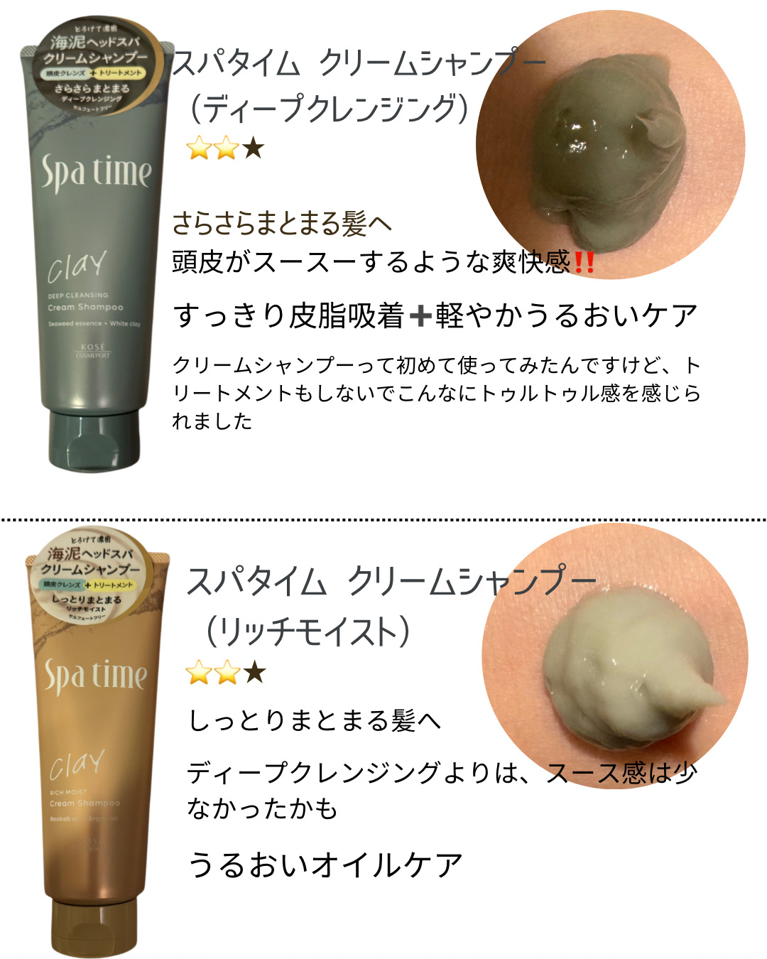 スパタイム クリームシャンプー （リッチモイスト）/Spa time/市販シャンプーを使ったクチコミ（2枚目）