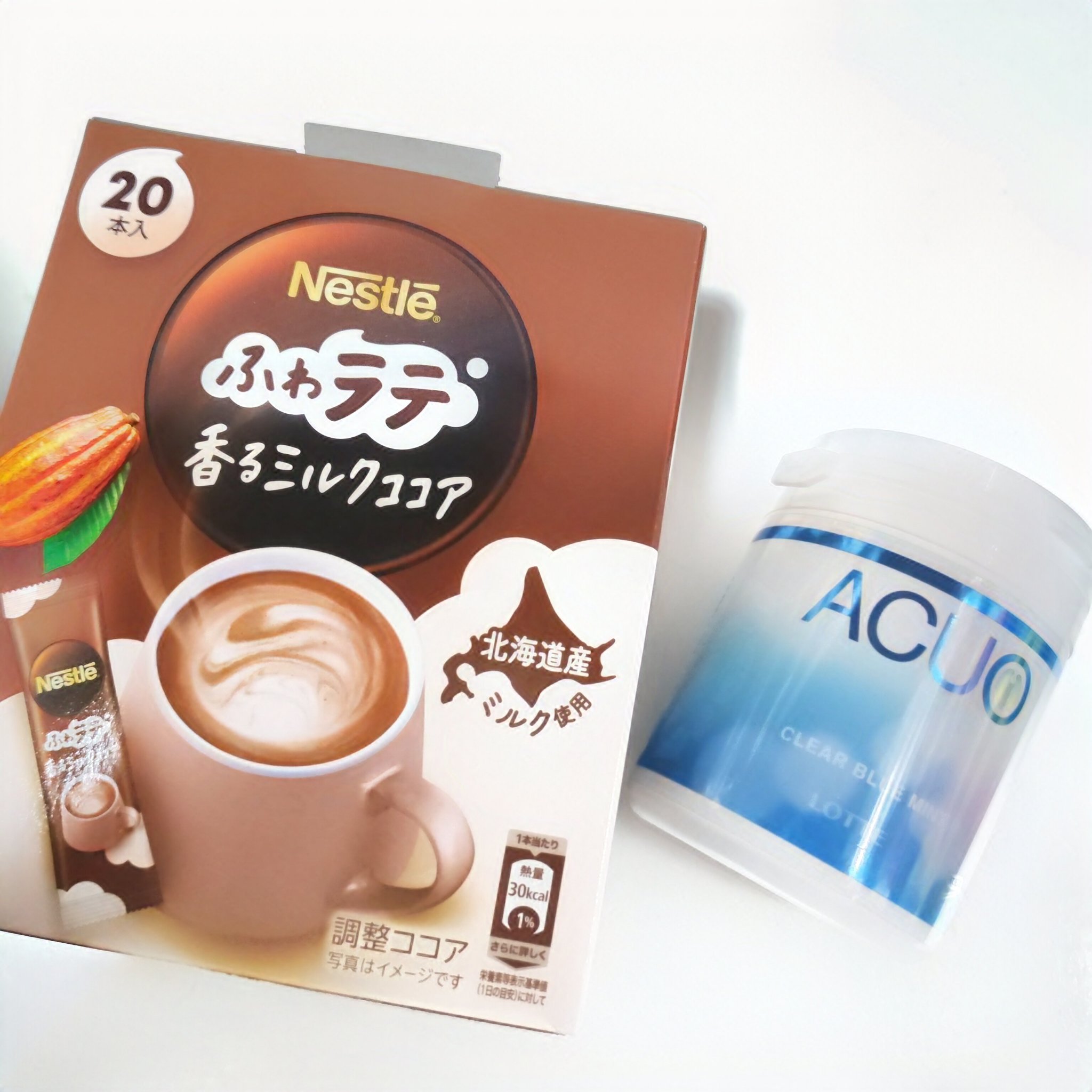 購入品

◯　＃ロッテ
＃ACUO
＃アクオ
クリアミント
＃シュガーレス

ボトルサイズのガムは 常備品

◯　＃ココア
＃ネスレ
＃ふわラテかおる ミルクココア

気になってる方は是非チェックしてみてください

＃ロッテアクオ　＃ロッテ