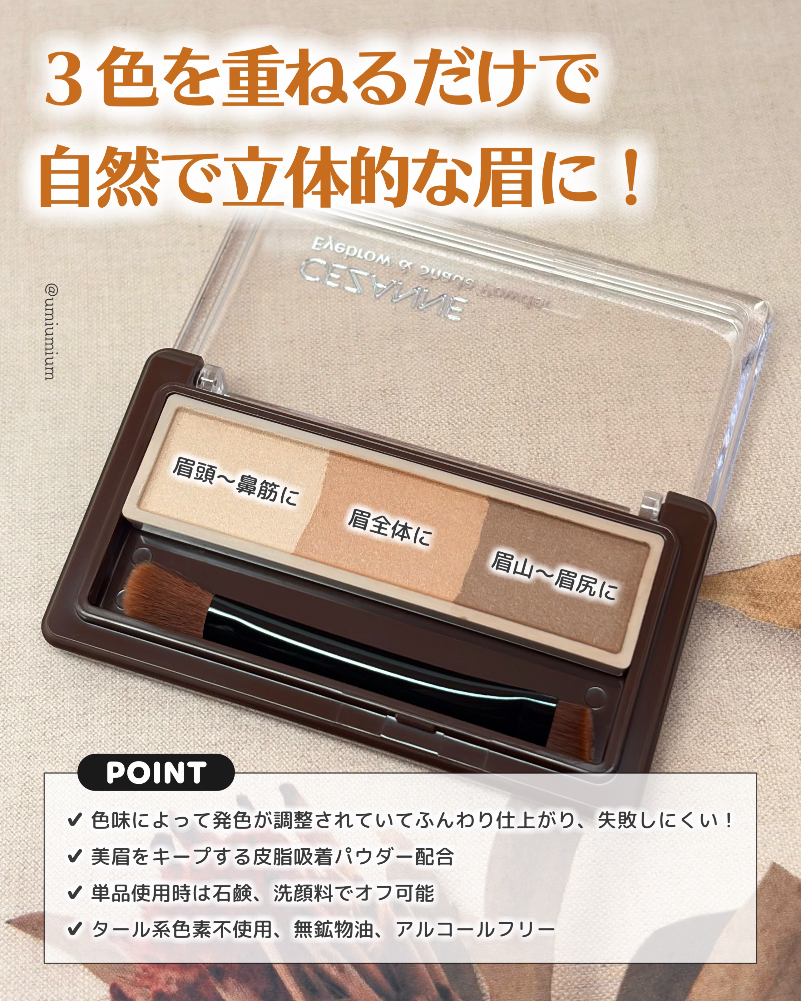 ノーズ＆アイブロウパウダー/CEZANNE/パウダーアイブロウを使ったクチコミ（3枚目）