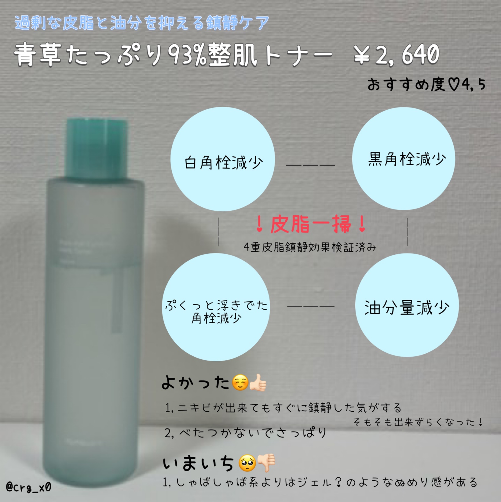 1番 青草たっぷり93％整肌トナー/numbuzin/化粧水を使ったクチコミ（2枚目）