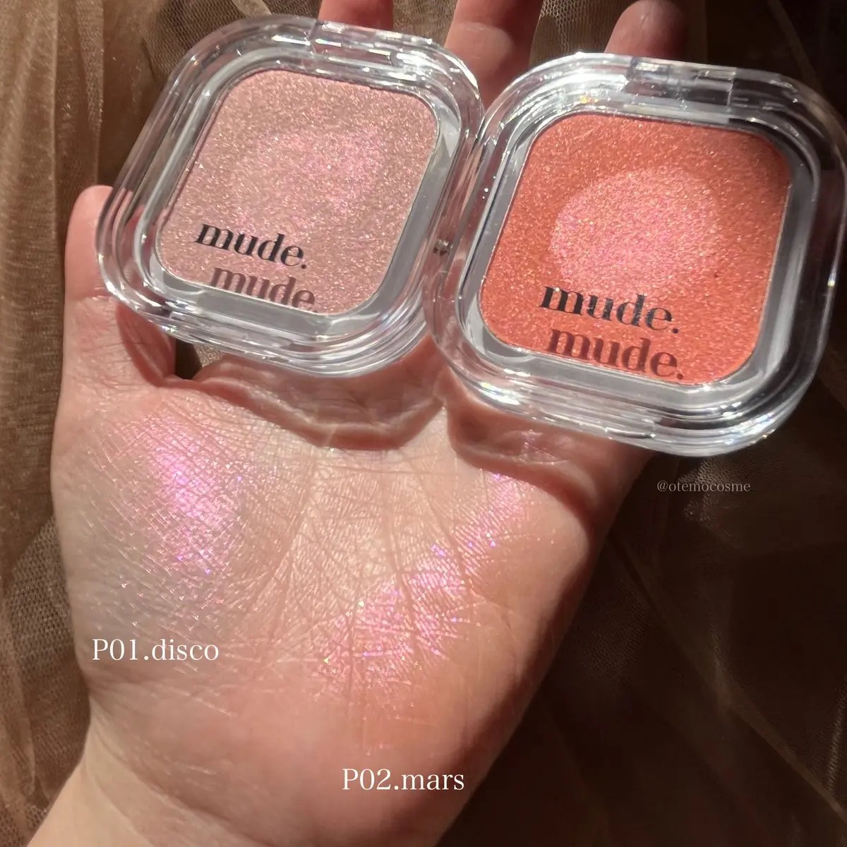 フェイスボリューマーハイライター P02 マーズ/mude./パウダーハイライトを使ったクチコミ（2枚目）