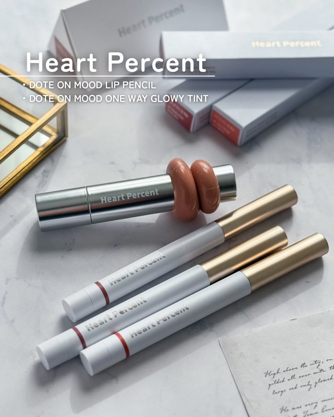 〈 Heart Percent 〉で大人気の
リップメイクアイテムをお試ししてみました！

【ドットオンムード リップペンシル】

06 ローズベージュ
08 クラウディモーブ
19 ダスティピンク

スルスルとなめらかに描けて、ピタッと密