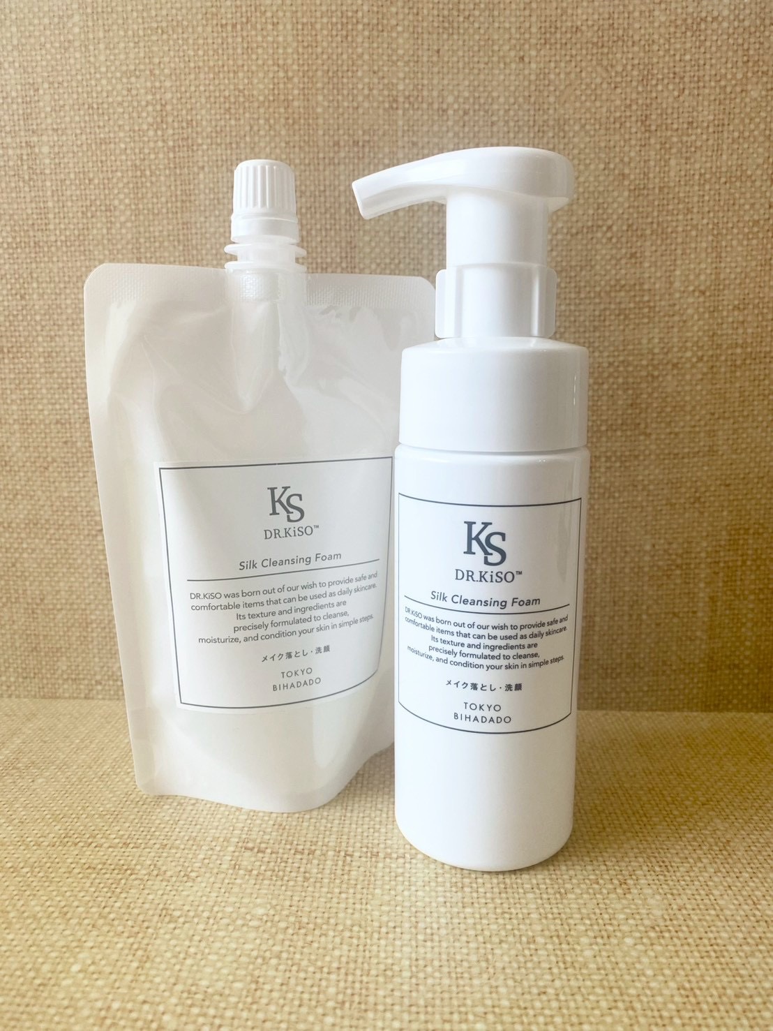 DR.KiSO™ シルククレンジングフォームのクチコミ「パウチタイプになっていて、
別売りの容器にうつしてから使います。

メイクも落とせるクレンジン.....」（2枚目）