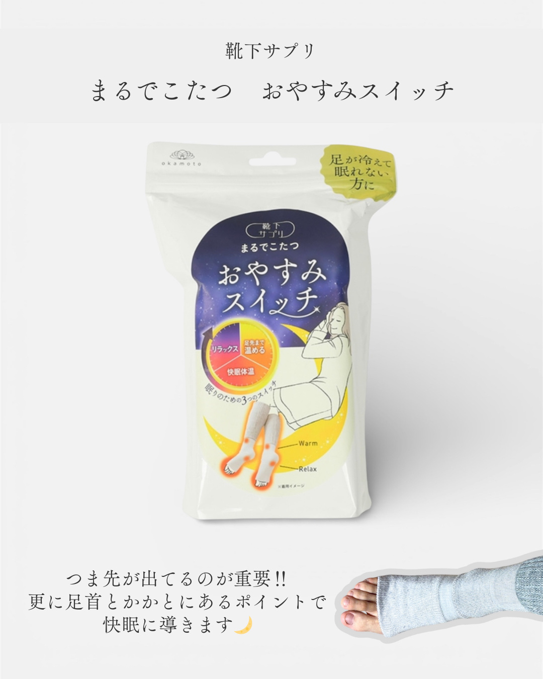 まるでこたつ おやすみスイッチ/靴下サプリ/暖かい靴下を使ったクチコミ（2枚目）