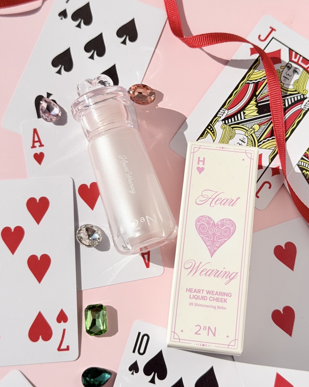 ハートウェアリングリキッドチーク 09 シマーリングベベ/2aN/リキッドチークを使ったクチコミ（3枚目）