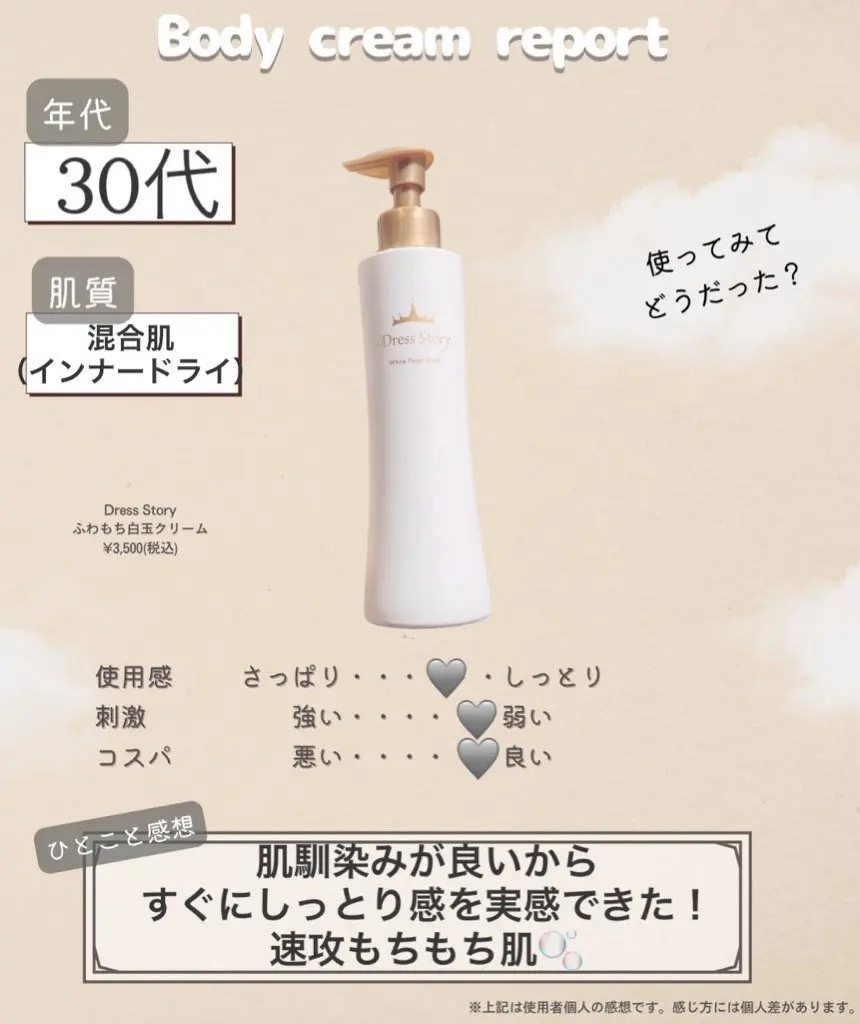 ふわもち白玉クリーム/Dress Story/ボディクリームを使ったクチコミ（3枚目）