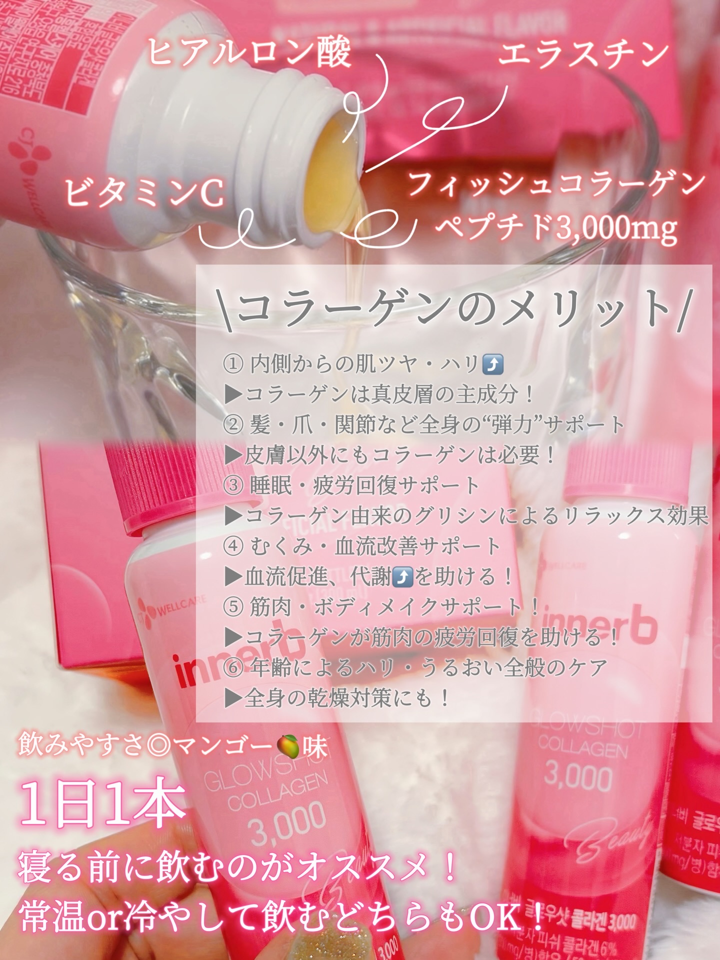 Innerb グローショットコラーゲン/CJ Wellcare/美容ドリンクを使ったクチコミ（2枚目）