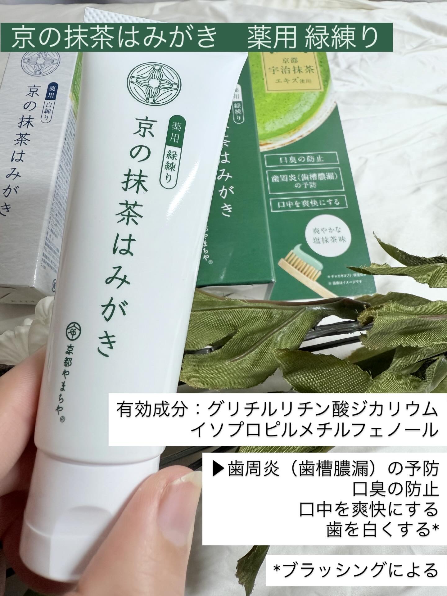 京の抹茶はみがき　薬用緑練り/京都やまちや/歯磨き粉を使ったクチコミ（3枚目）