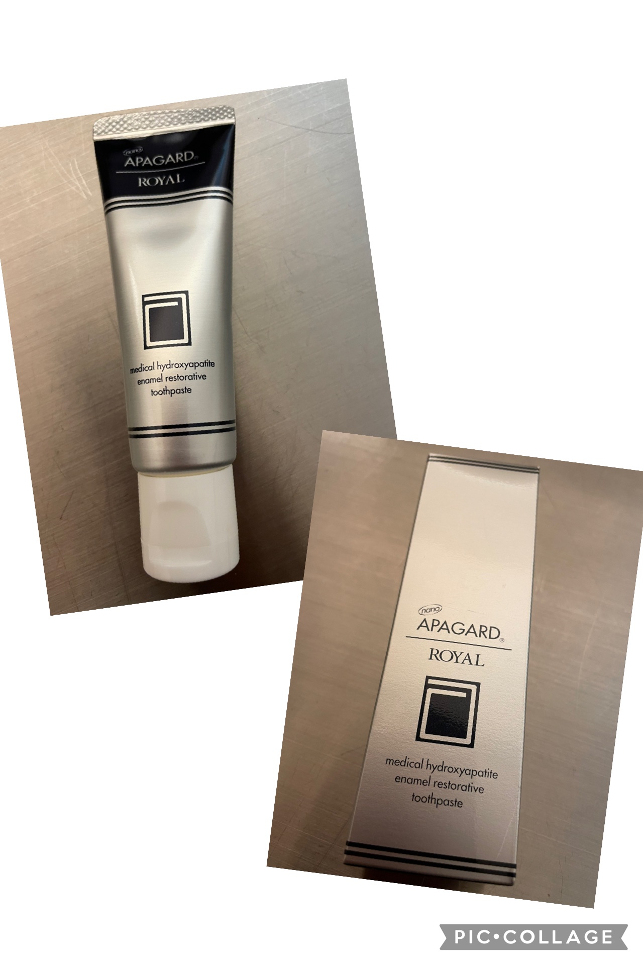 アパガード
アパガードロイヤル¥1,100

今までも1000円くらいの歯磨き粉を
買ってはきましたが
これは高い。。

大きく見えるけど
下地あるでしょう？
小さめの下地の大きさです。

歯の健康が気になって気になって。
歯医者に勧められ