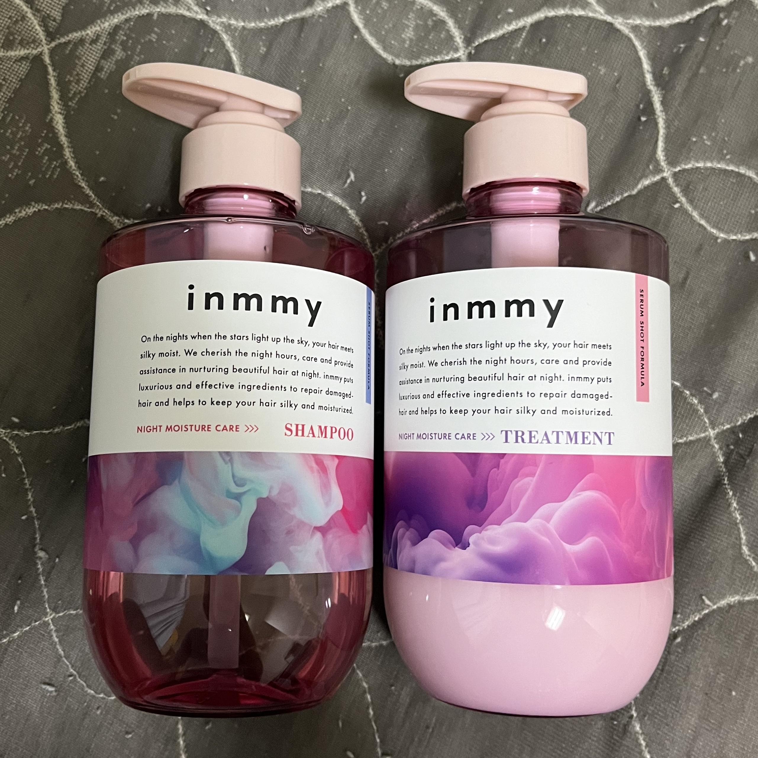 🎀inmmy インミー
　  リペアショットセラム
  　シャンプー/トリートメント
　  ＊ナイトクイーンの香り


某お店で大きく売り出されてて、
気になったから買ってみた🥹

特に気に入ったのがシャンプーで、
泡立ちが良くて泡切れ