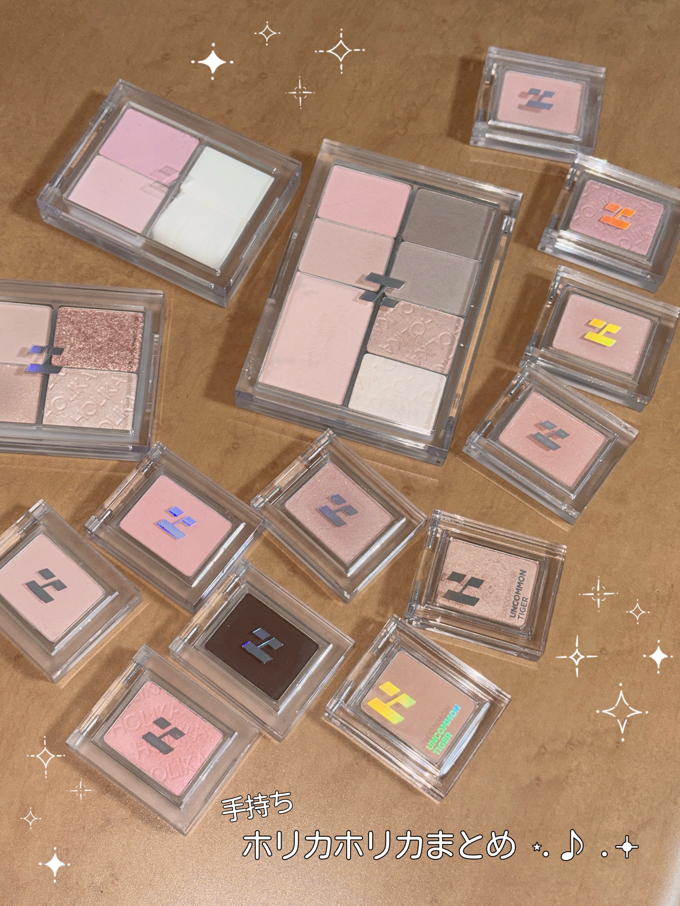 ホリカホリカ手持ちシャドウ比較🪽

ちゃんと見てみたら廃盤多くて申し訳ナス🍆だけど、Amazonとかならギリ在庫あるやつもあった💦

発色淡めなのが好みなので基本的写らない(笑)＆即席比較なので見にくさ満載なのはご愛嬌ということで😭