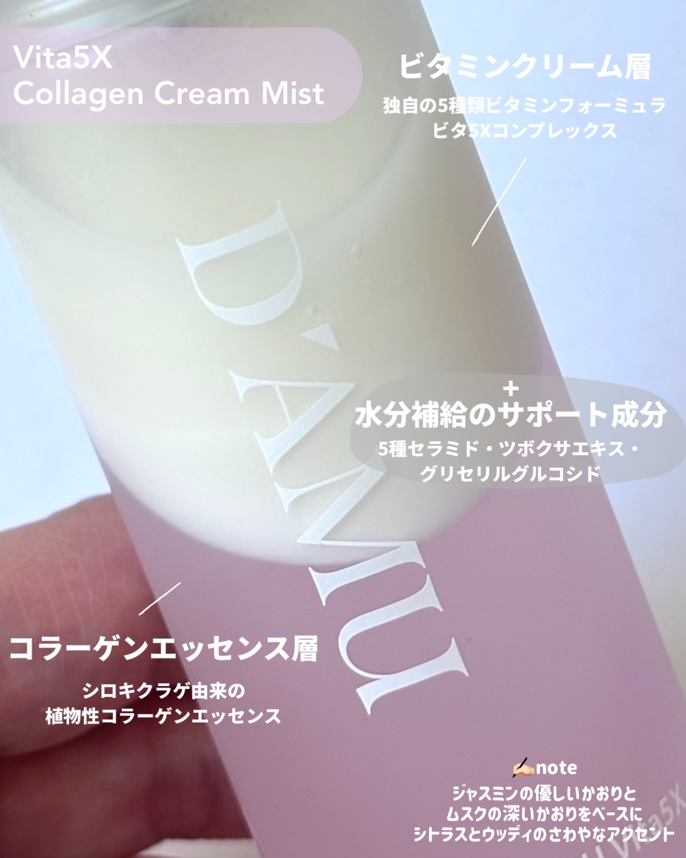ビタ5X コラーゲン クリーム ミスト/D'amu/ミスト状化粧水を使ったクチコミ（3枚目）