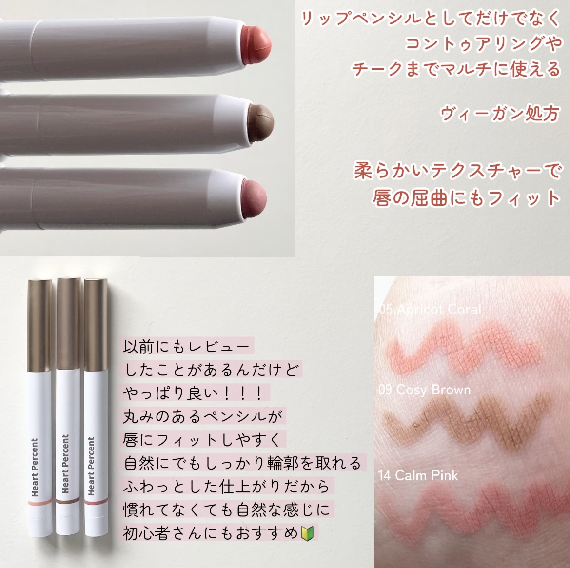 ドットオンムードリップペンシル/Heart Percent/リップライナーを使ったクチコミ（2枚目）