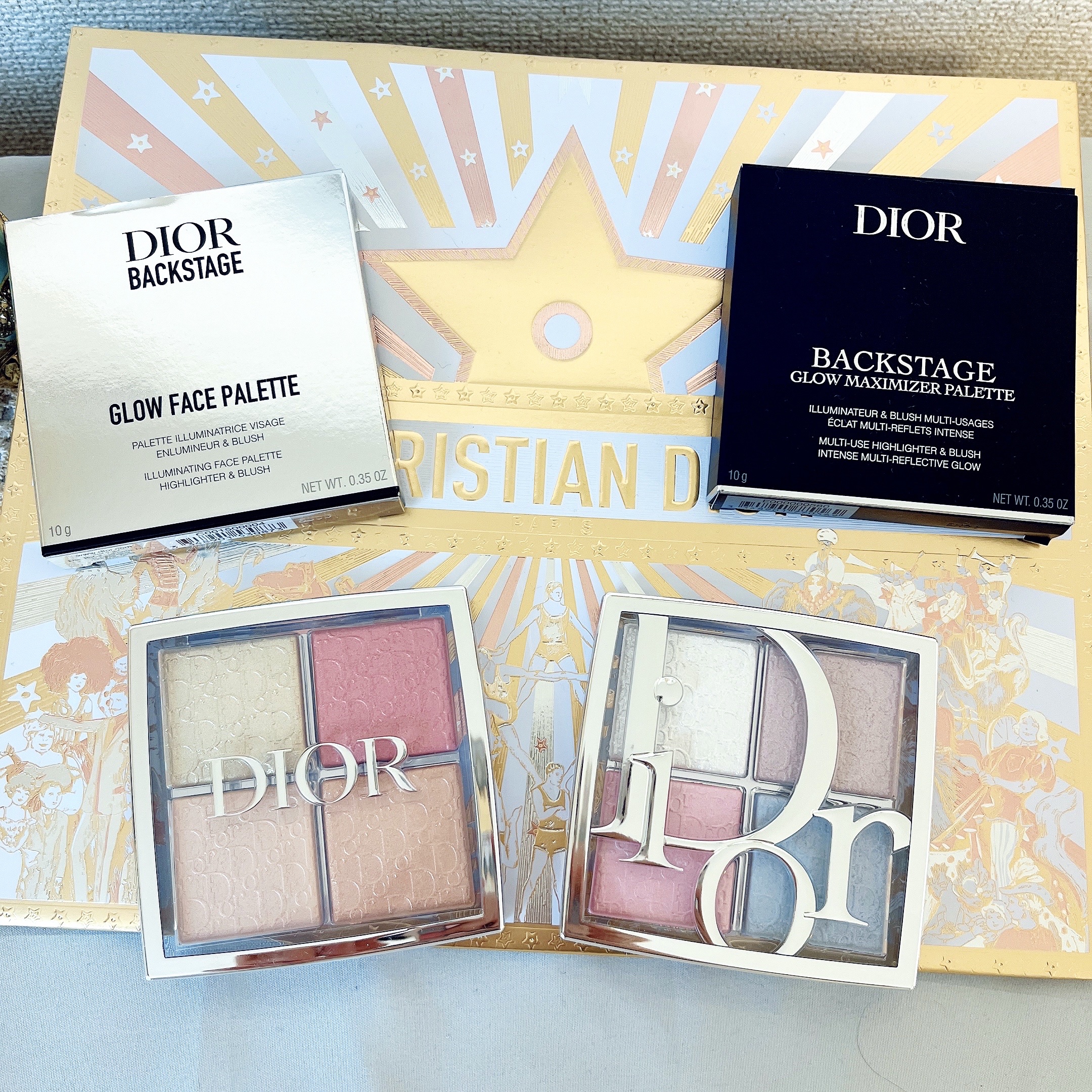 Dior
バックステージ グロウ マキシマイザー パレット
004 ローズ ゴールド
002 フロステッド オパール グロウ

誕生日に母からリニューアル前の004をプレゼントしてもらい、もったいなくて使えなかった間にリニューアルしてしまい