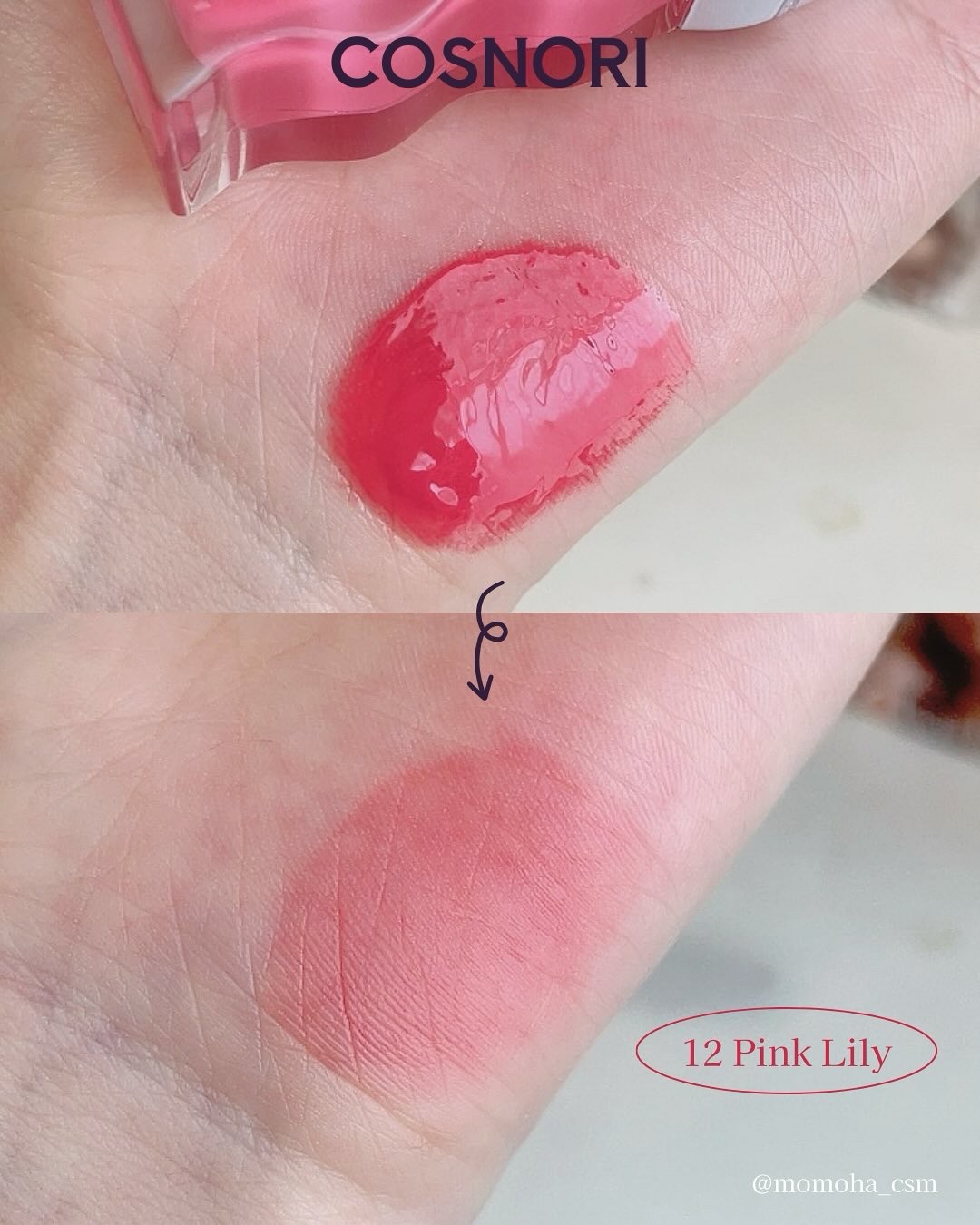 COSNORI フローウェーブティントのクチコミ「コスノリ(COSNORI)
ウェーブティント 12 ピンクリリー(Plink Lily)

塗.....」（3枚目）