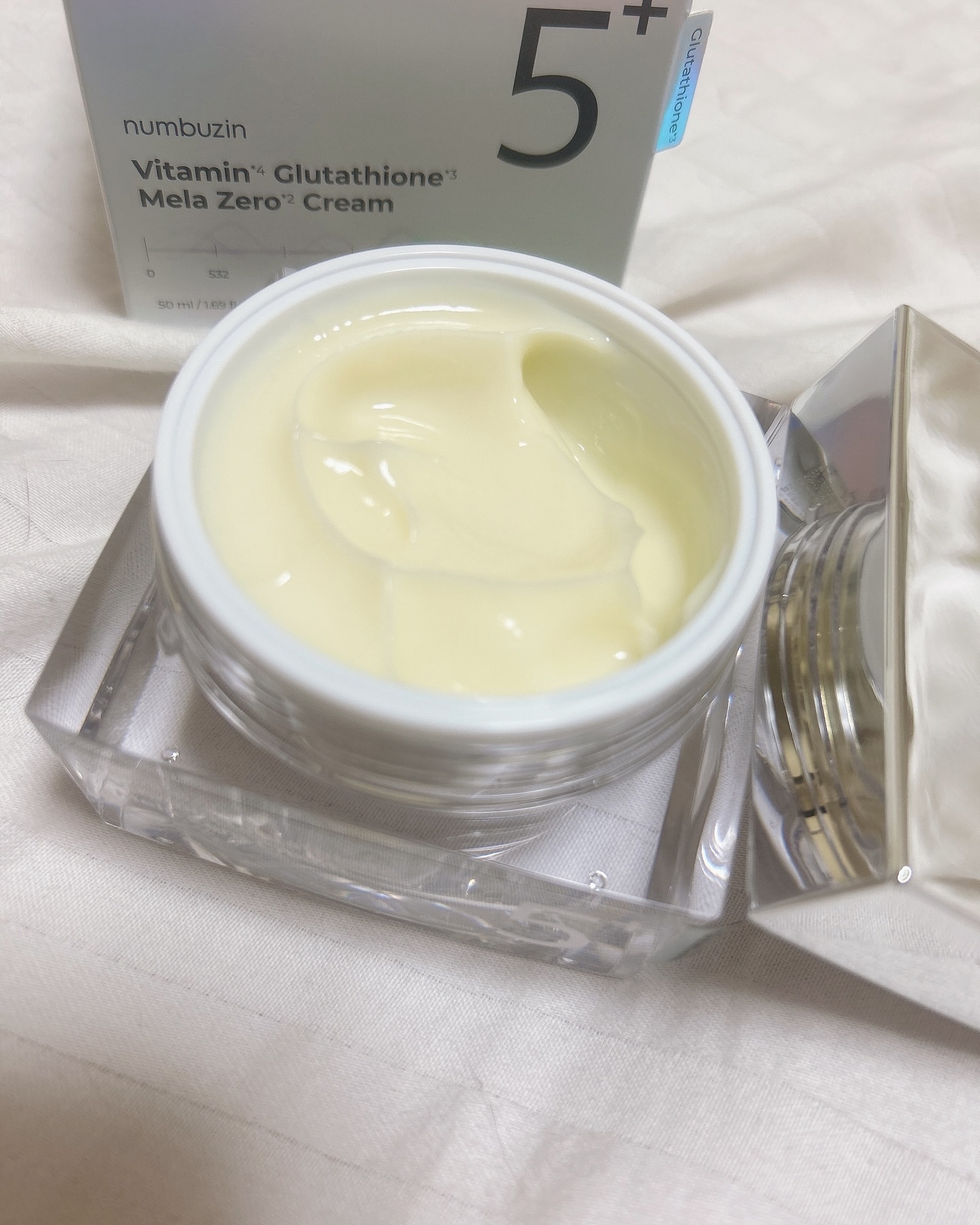 5番 白玉グルタチオンCメラゼロクリーム/numbuzin/フェイスクリームを使ったクチコミ（2枚目）
