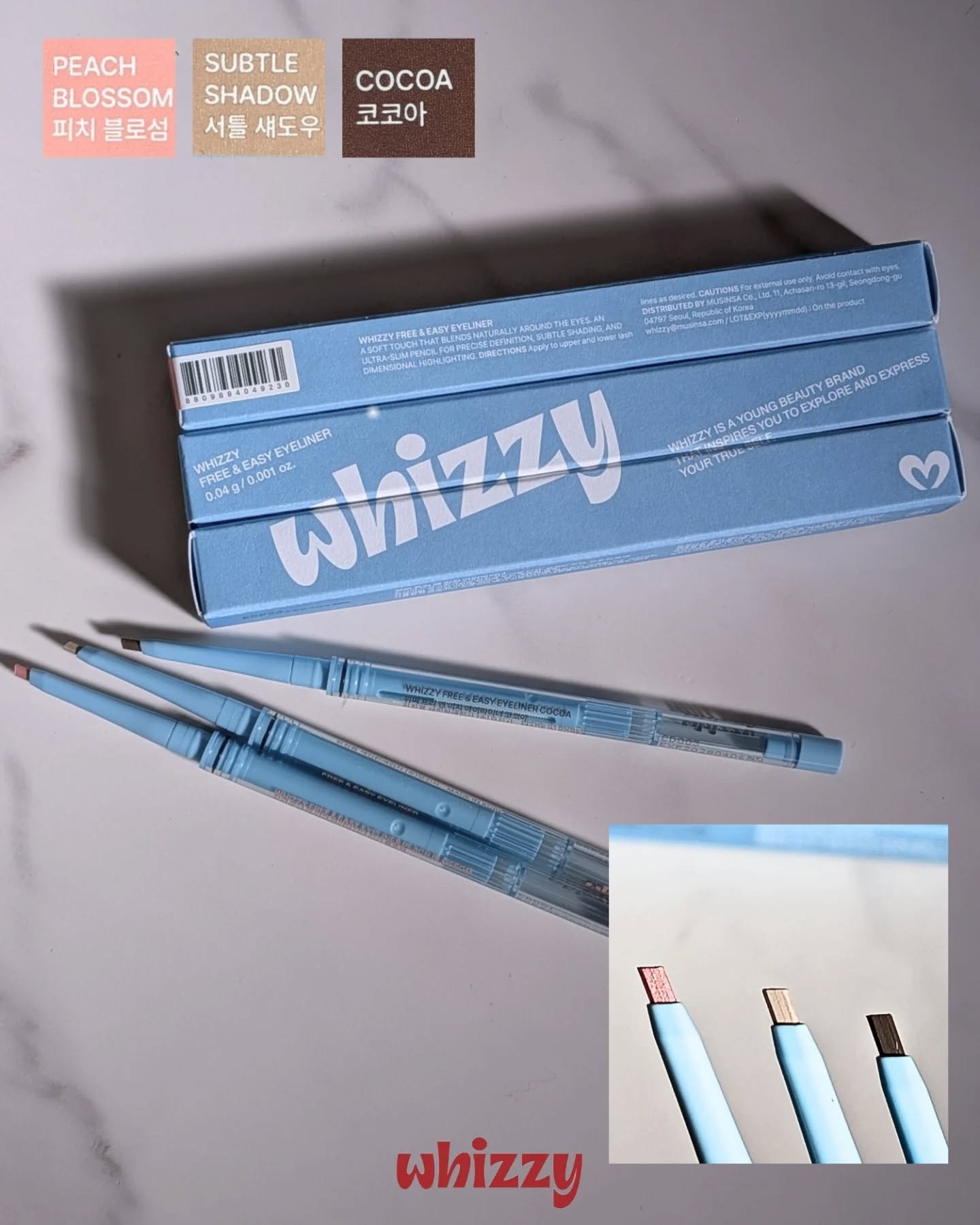 WHIZZY Free & Easy Eyelinerのクチコミ「🤎 whizzy ウィッチー フリー&イージーアイライナー
└ ピーチブロッサム
└ サトルシ.....」（2枚目）