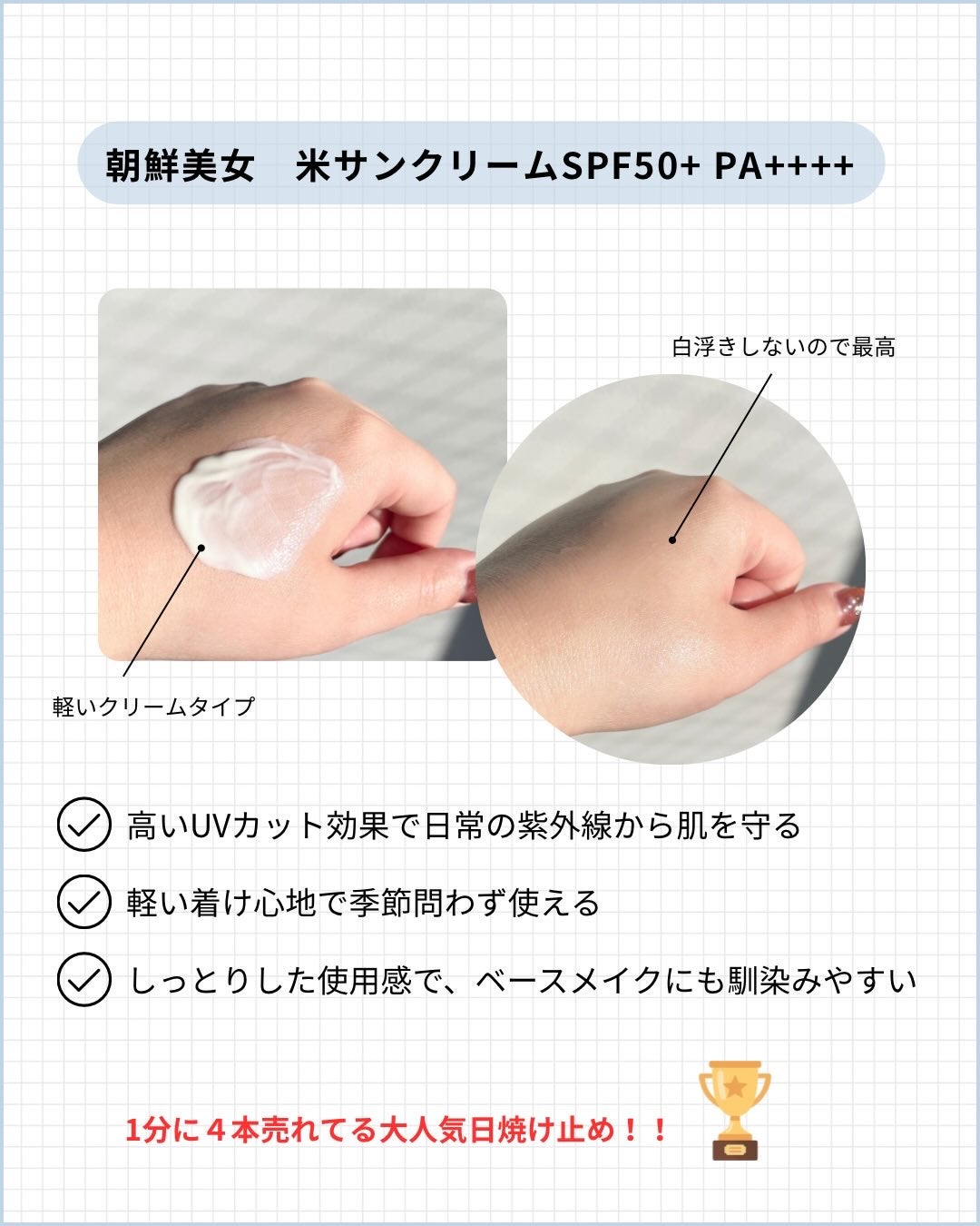 米アクアフレッシュサンクリーム/Beauty of Joseon/日焼け止めクリームを使ったクチコミ(2枚目)