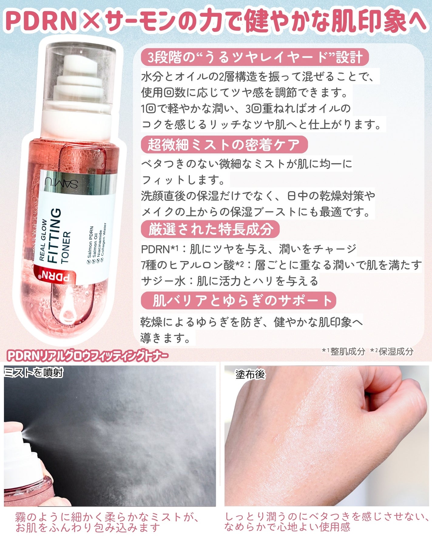 PDRNリアルグロウフィッティングトナー/SAM'U/ミスト状化粧水を使ったクチコミ(2枚目)