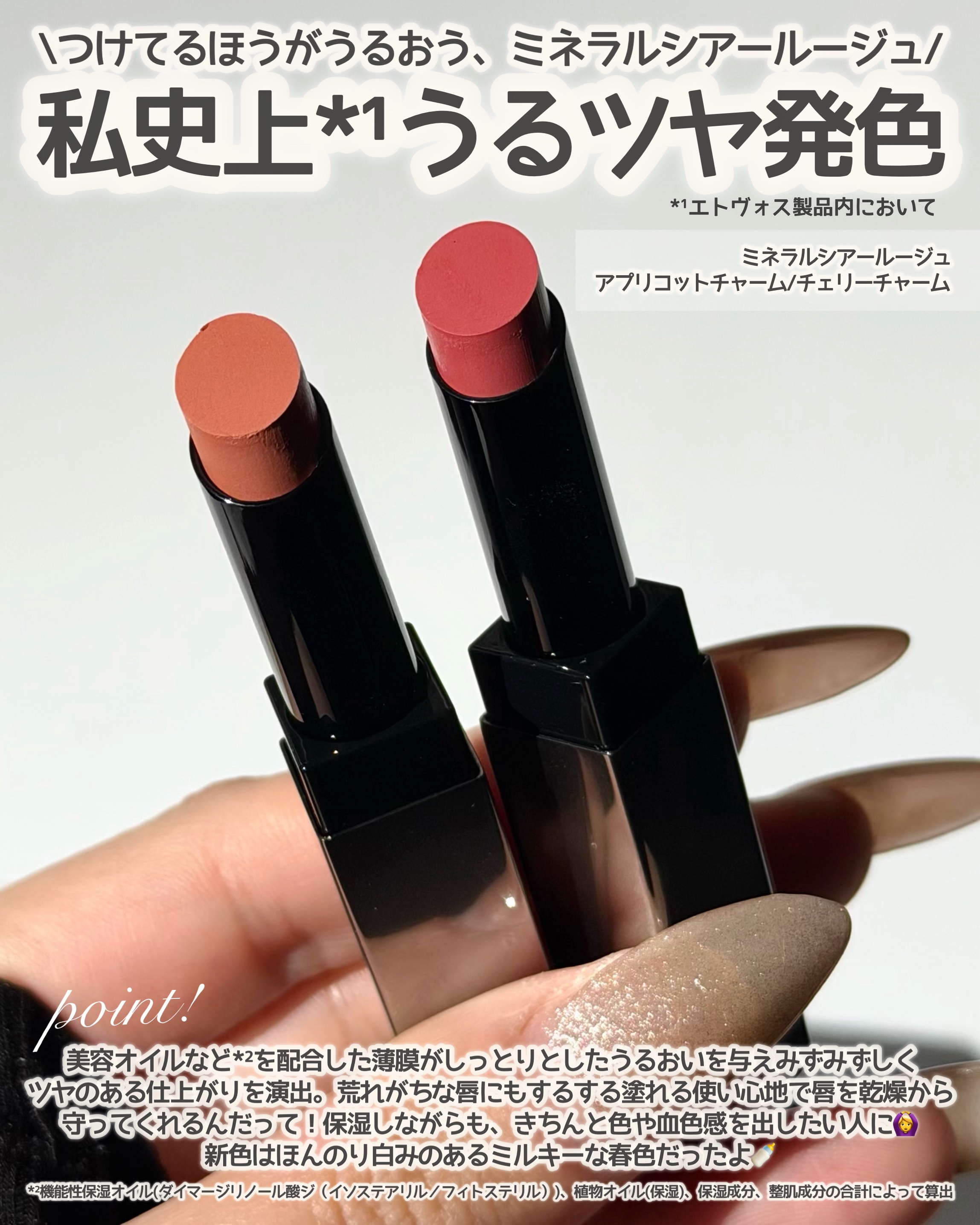 ミネラルシアールージュⅡ/エトヴォス/口紅を使ったクチコミ（2枚目）
