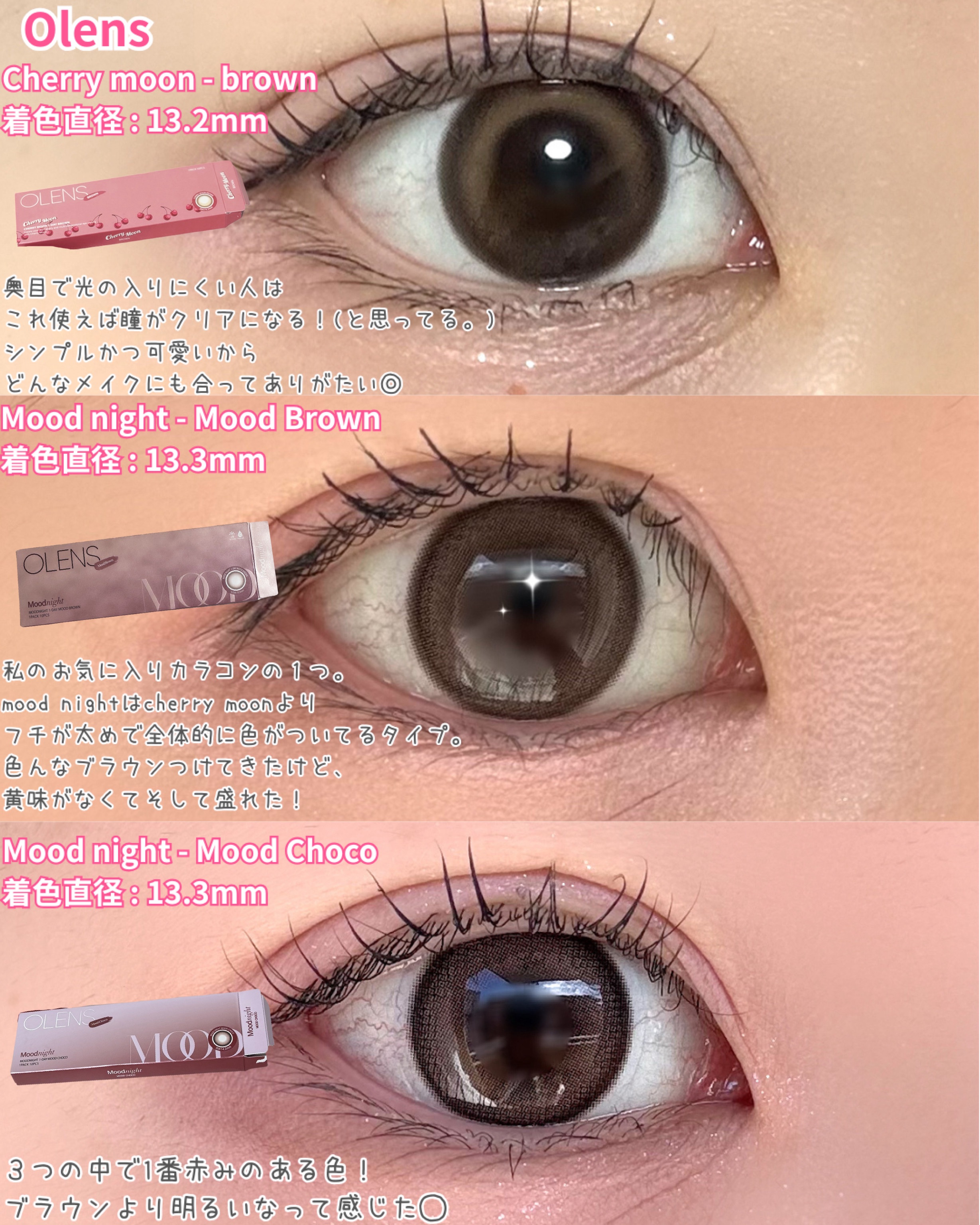 Cherry Moon 1day/OLENS/カラーコンタクトレンズを使ったクチコミ（2枚目）