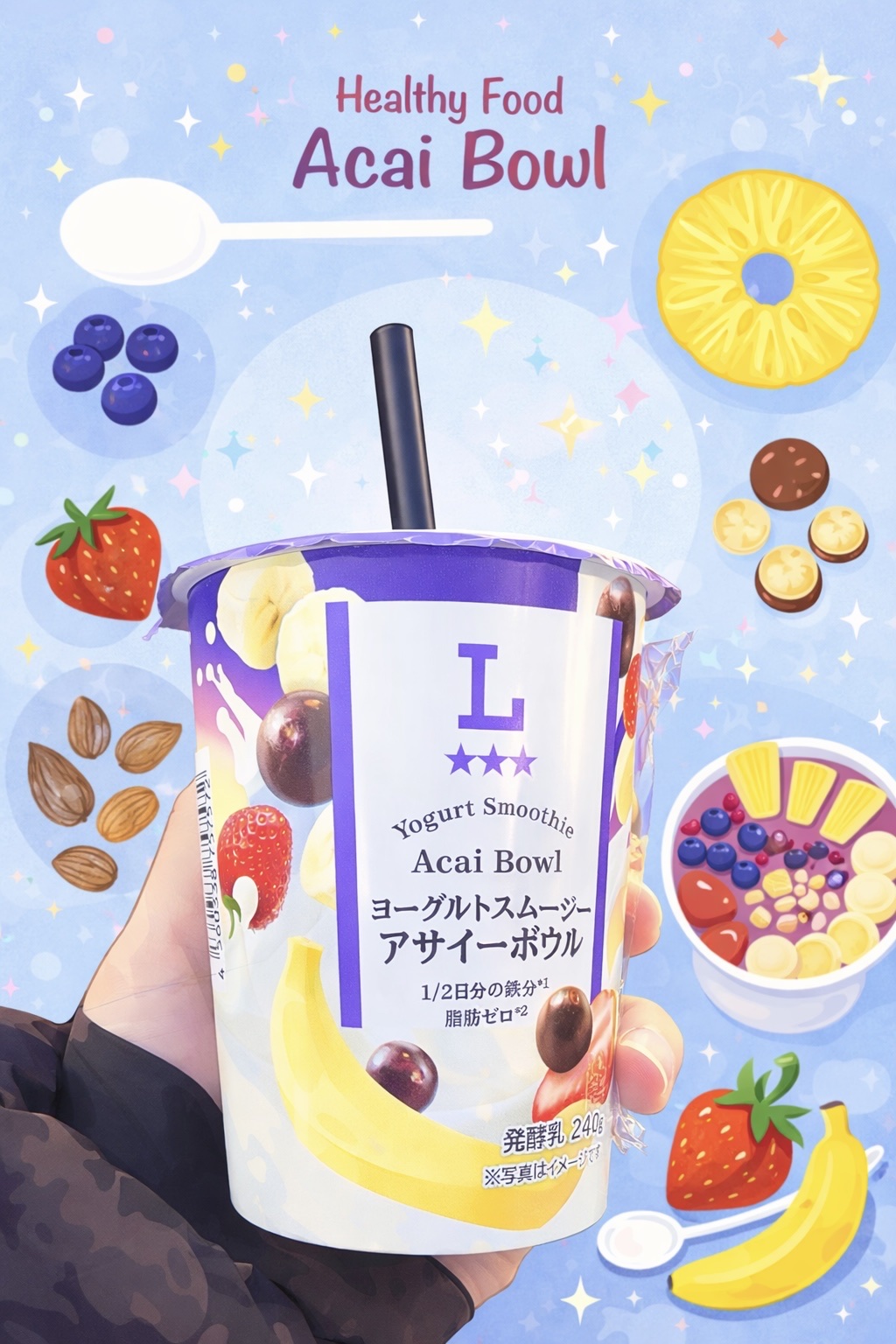 アサイーボウルが大好きな私が半信半疑で買ったこの商品が最高だった👇

⚫︎LAWSON
ヨーグルトスムージーアサイーボウル
258円（税込）


飲むアサイー系に期待をしてなかったのですが、これは本当にアサイーボウルで感動🤍

内容のこ