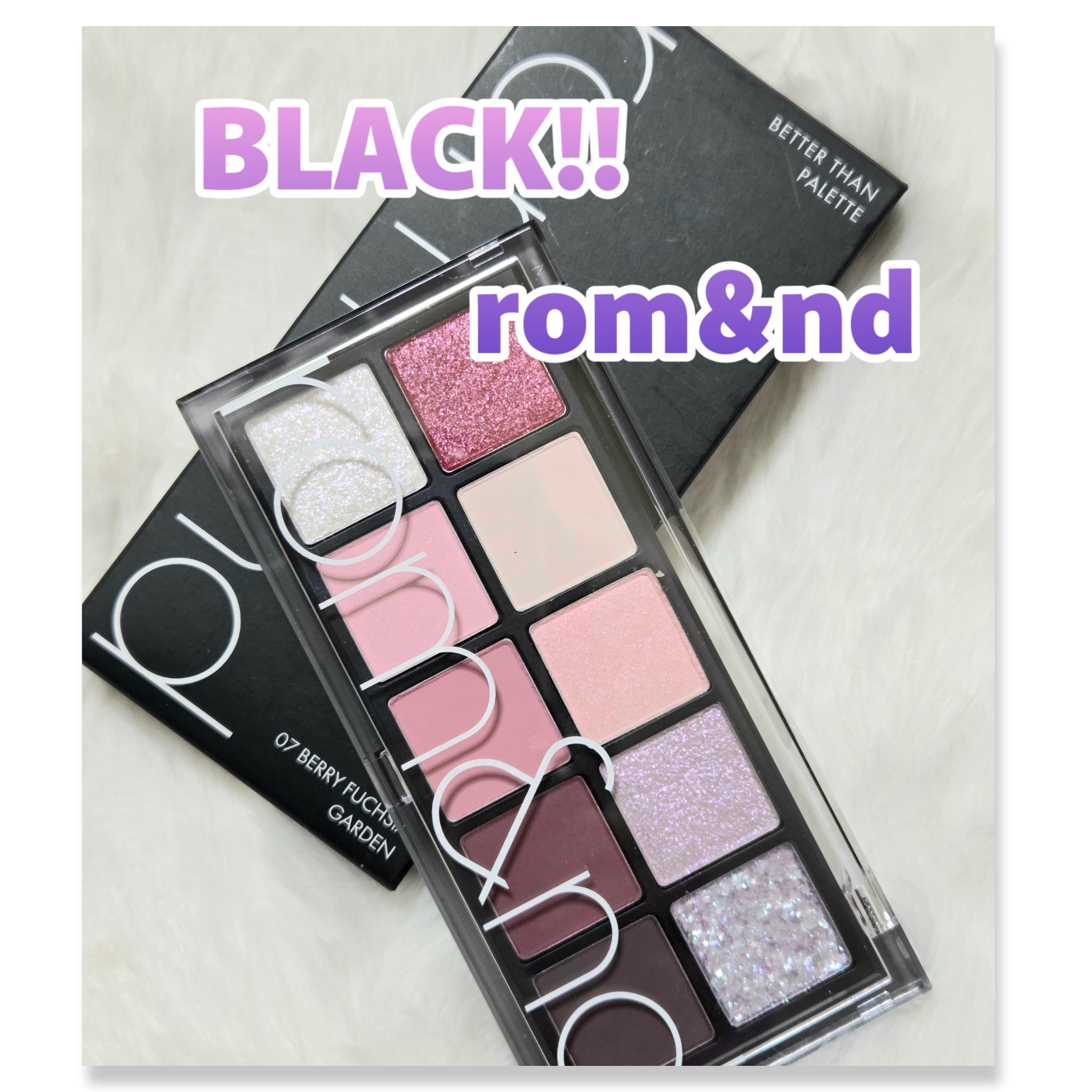 BLACKなrom&nd♡
#rom&nd
#ベターザンパレット
07 ベリーフクシアガーデン

ドン・キホーテで発見✨✨
ドンキの限定なBLACKなんですね！！
こな07ベリーフクシアガーデンの
カラーに一目惚れ♥️
そしてこのBLACK
