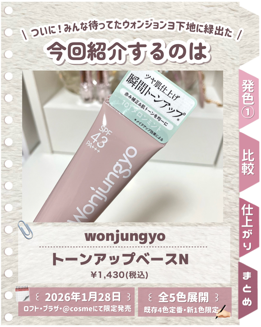 ウォンジョンヨ トーンアップベース N/Wonjungyo/化粧下地を使ったクチコミ（2枚目）