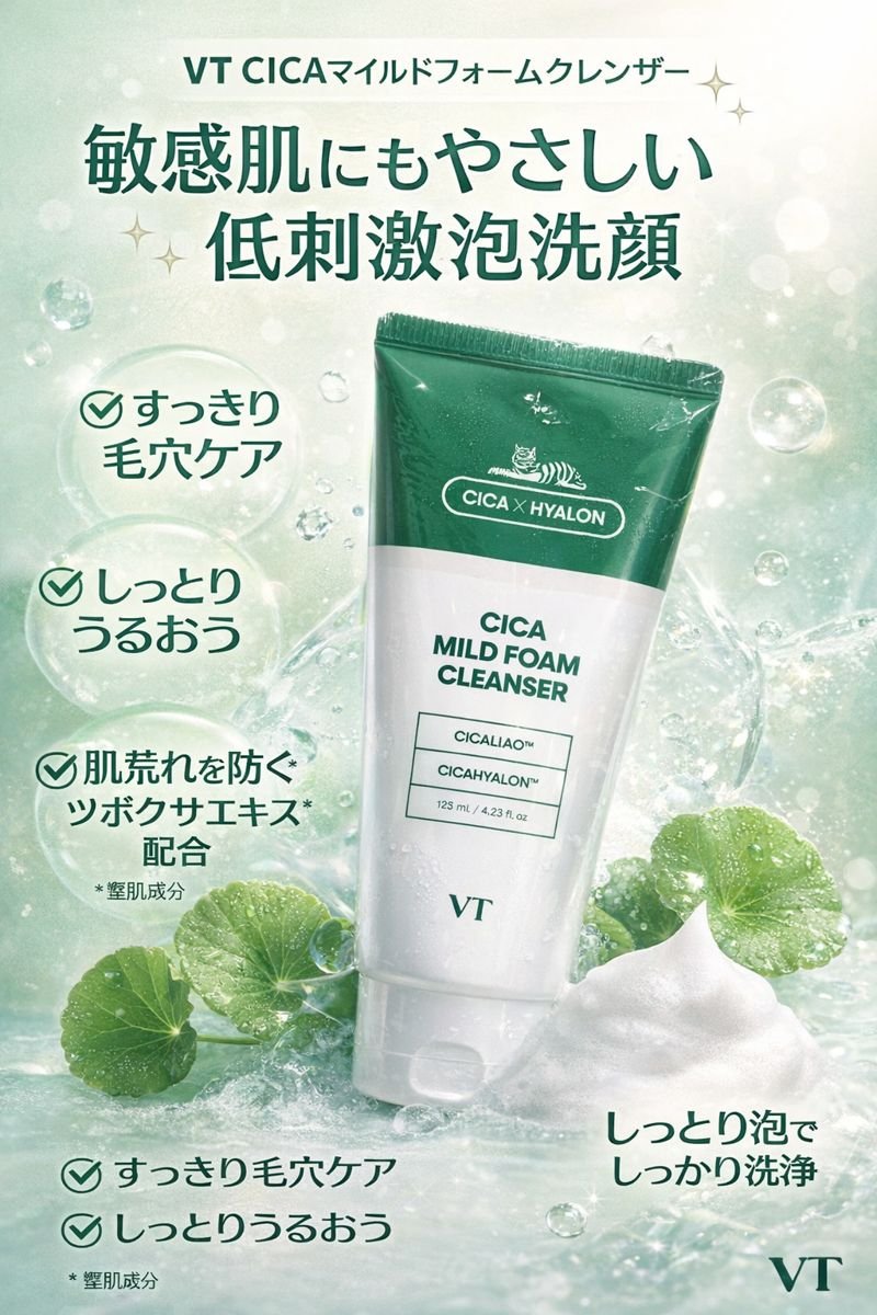 CICA マイルドフォームクレンザー/VT/洗顔フォームを使ったクチコミ（1枚目）