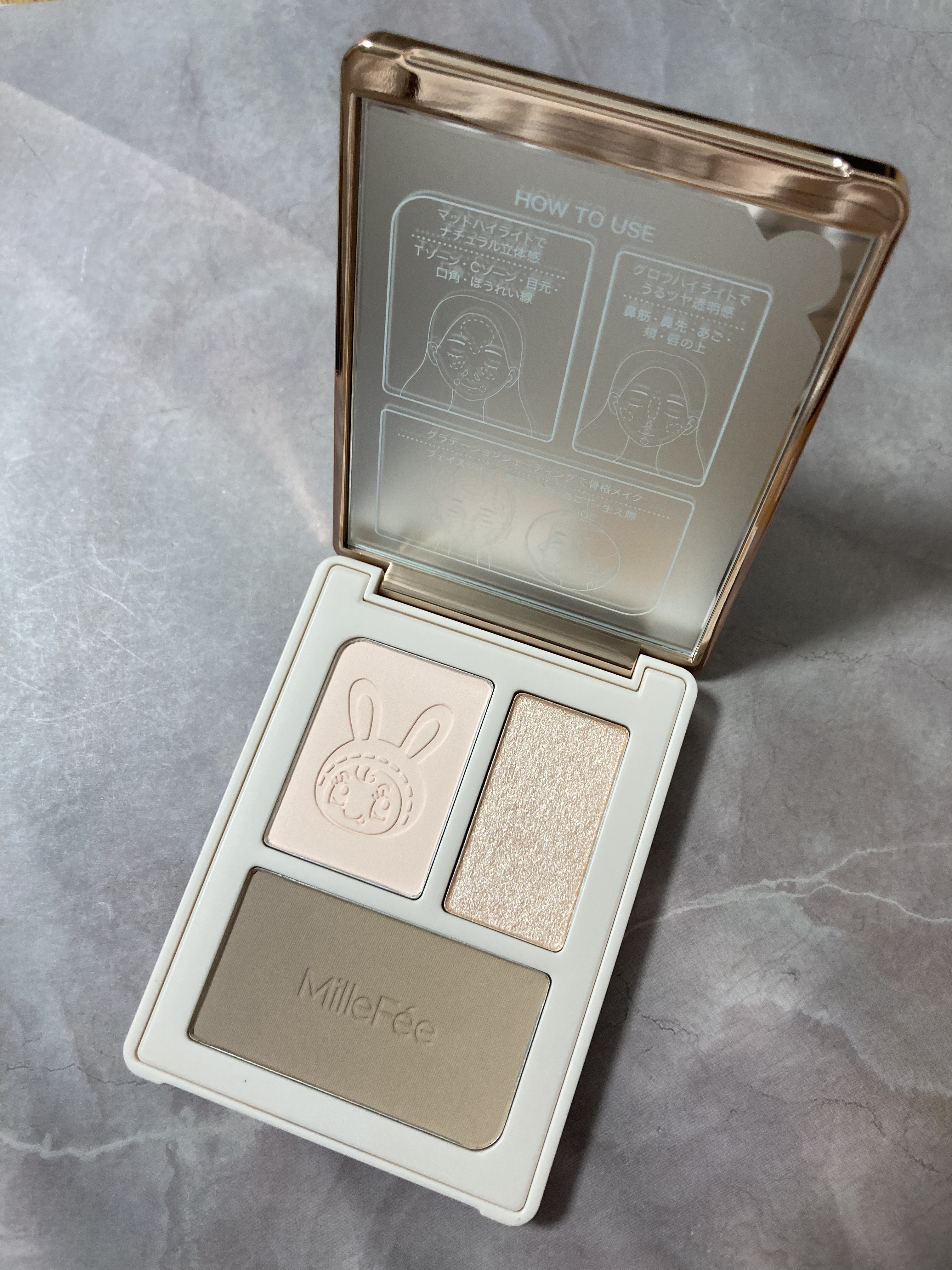チート顔コントゥアパレット/MilleFée/パウダーハイライトを使ったクチコミ（2枚目）