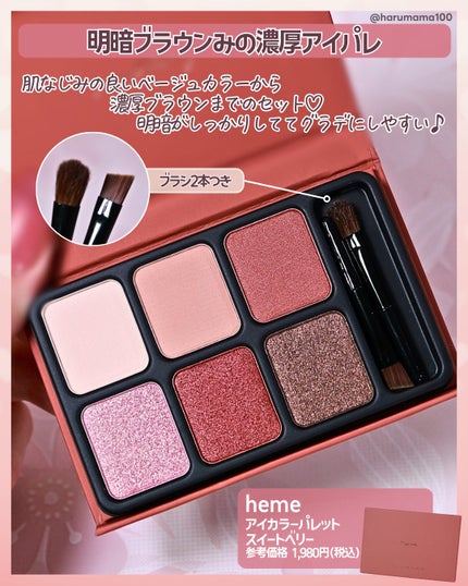アイカラーパレット/heme/アイシャドウパレットを使ったクチコミ(2枚目)