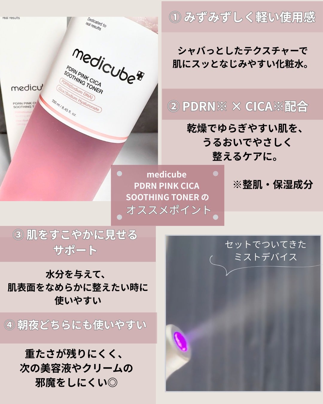 PDRN ピンクスージングトナー/MEDICUBE/化粧水を使ったクチコミ(2枚目)