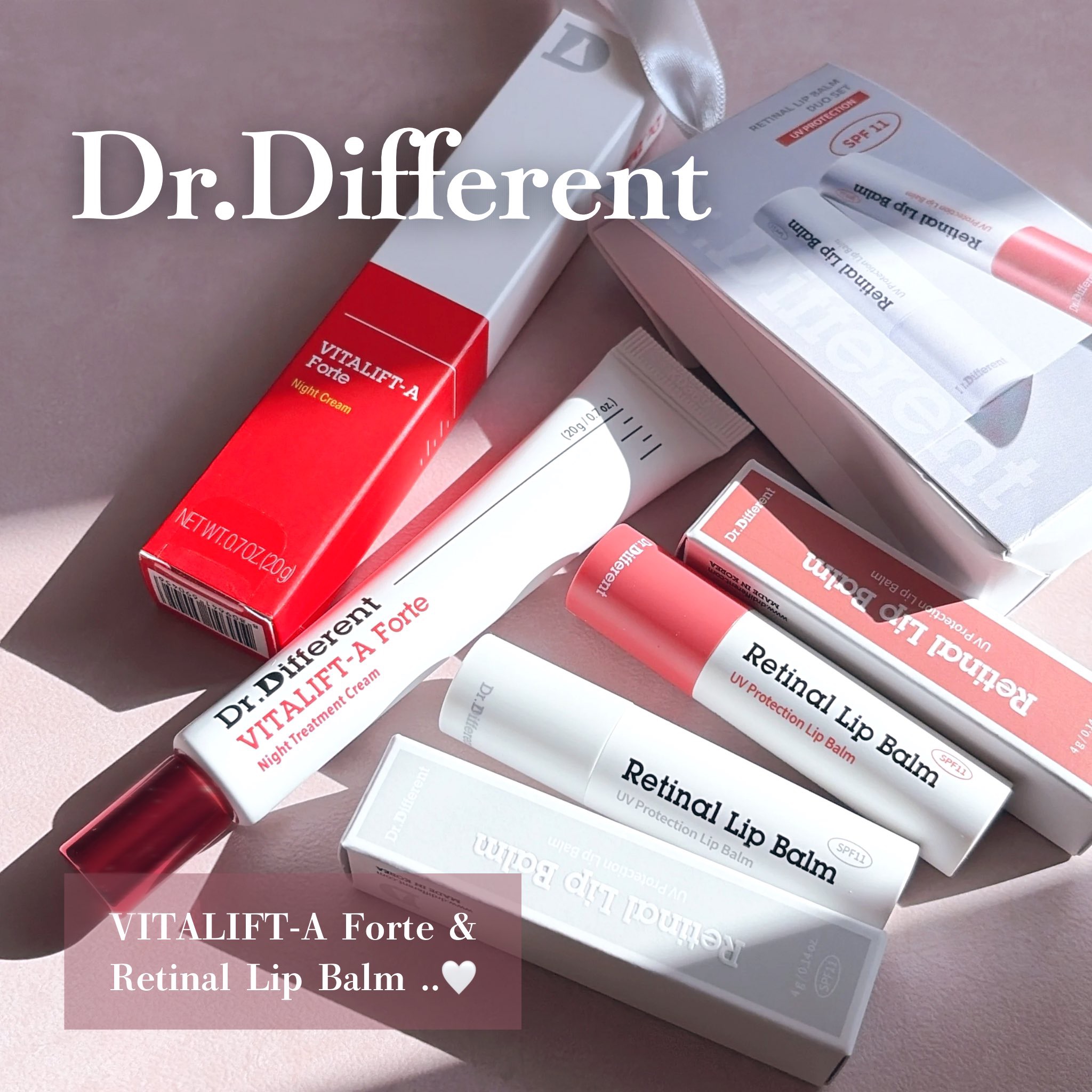 #PR #ドクターディファレント

#drdifferent 
シワ改善と肌再生に効果的な有効成分
"レチナール"を配合🪄

なめらかで少量でもよくのびる
夜用クリームのビタリフト- Aフォルテ🌙と、
ふっくらとうるおいをくれる
レチナ