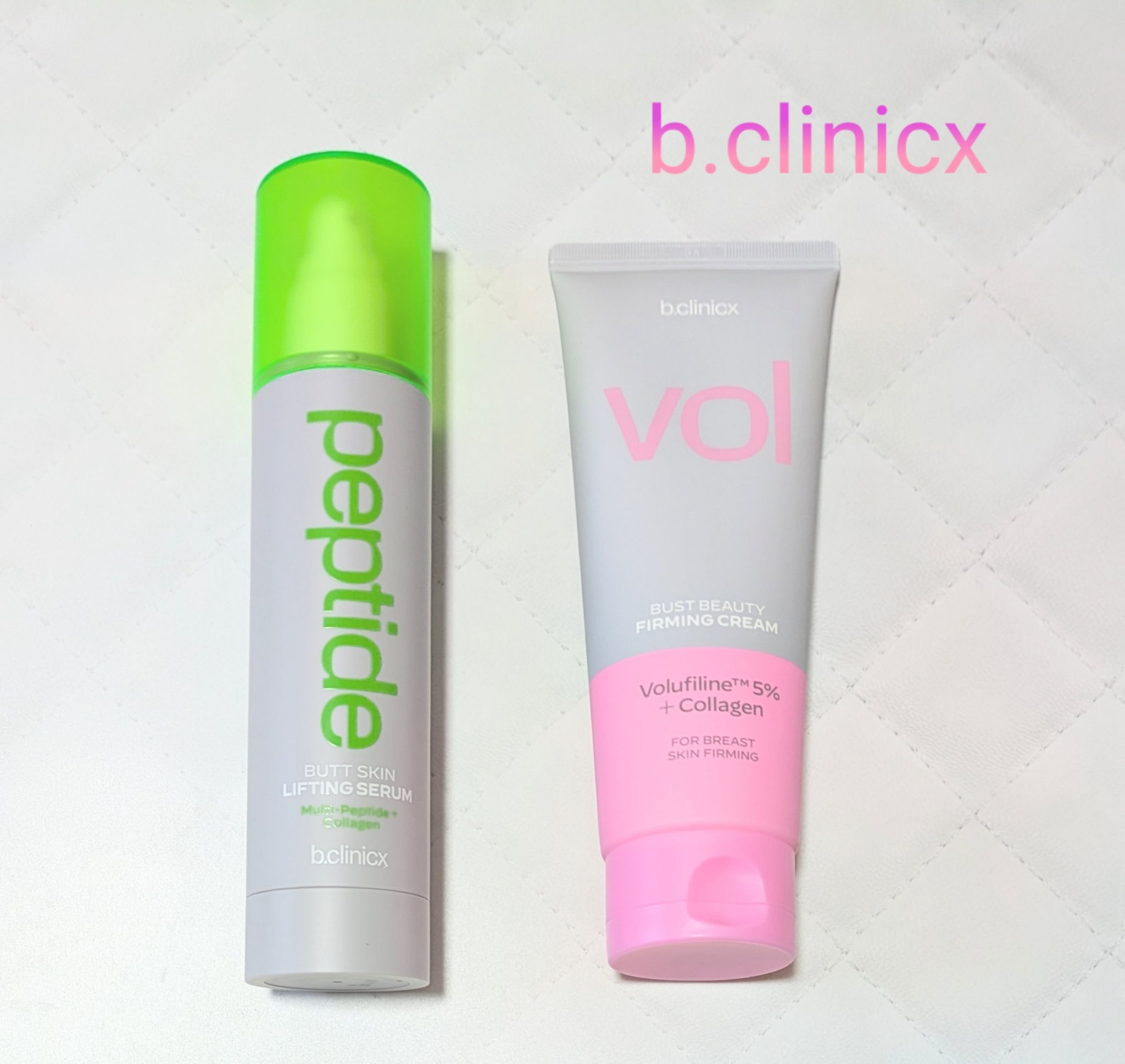 ビークリニックス

💚マルチペプチドボムボムセラム
しっとりしたテクスチャーでハリのあるボディケア。
塗ると肌に超密着してなじむしっとりテクスチャーが伝えるクール感。

成分：
1️⃣11種 ペプチド

2️⃣透明感ケア ナイアシンアミド