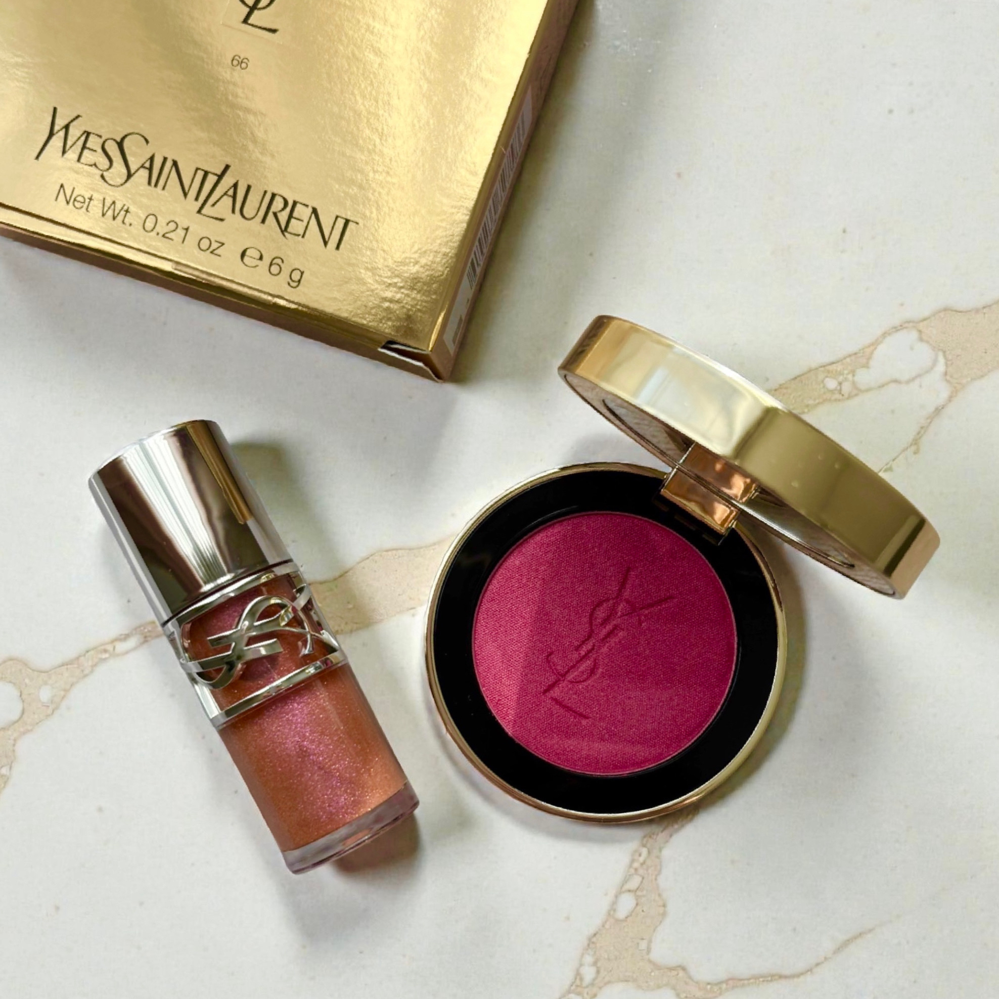 YSL メイクミーブラッシュ パウダー 66 FUCHSIA FIZZ/YVES SAINT LAURENT BEAUTE/パウダーチークを使ったクチコミ（1枚目）