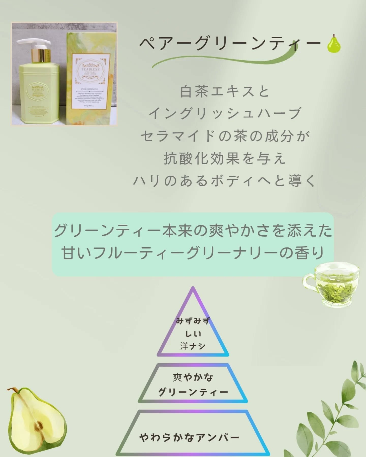 ペアグリーンティーティーパフュームボディローション/TEABLESS/ボディローションを使ったクチコミ（3枚目）